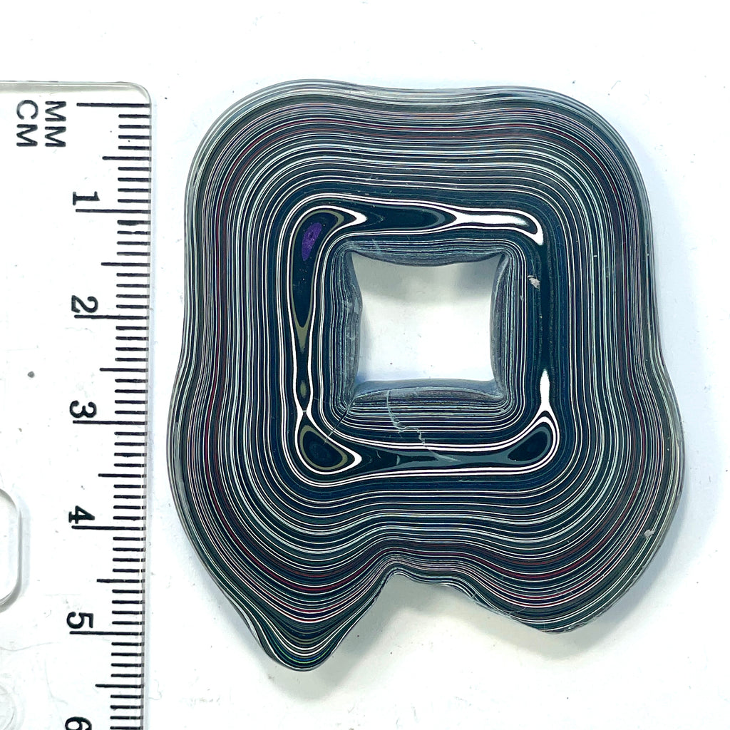 DVH Rare Michigan Blue Fordite Square Buck Hole Donut Bead Pendant Chv Frd Jp 54x47x7mm (6316) - DVHdesigns