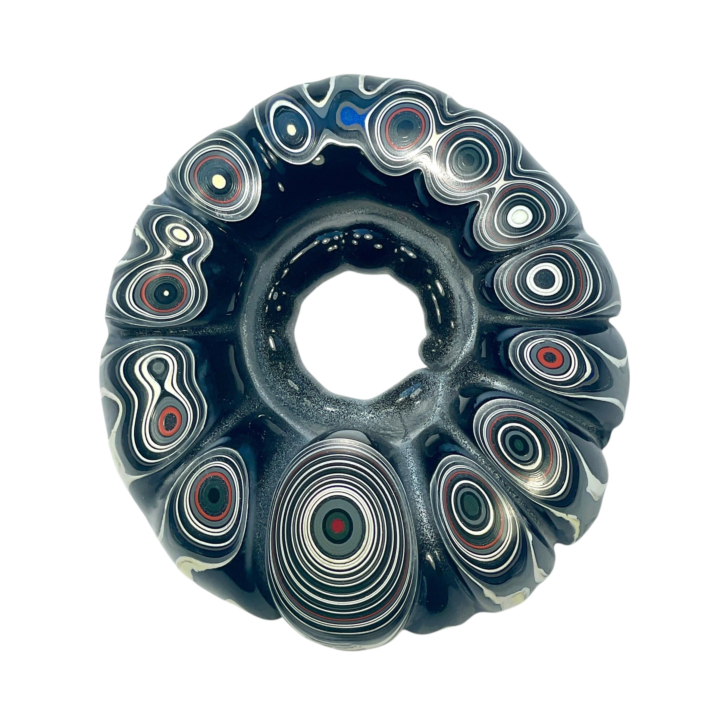 DVH Rare Michigan 15 Bulls Eye Fordite Buck Hole Donut Bead Pendant Chv Frd Jp 62x58x14mm (6317) - DVHdesigns