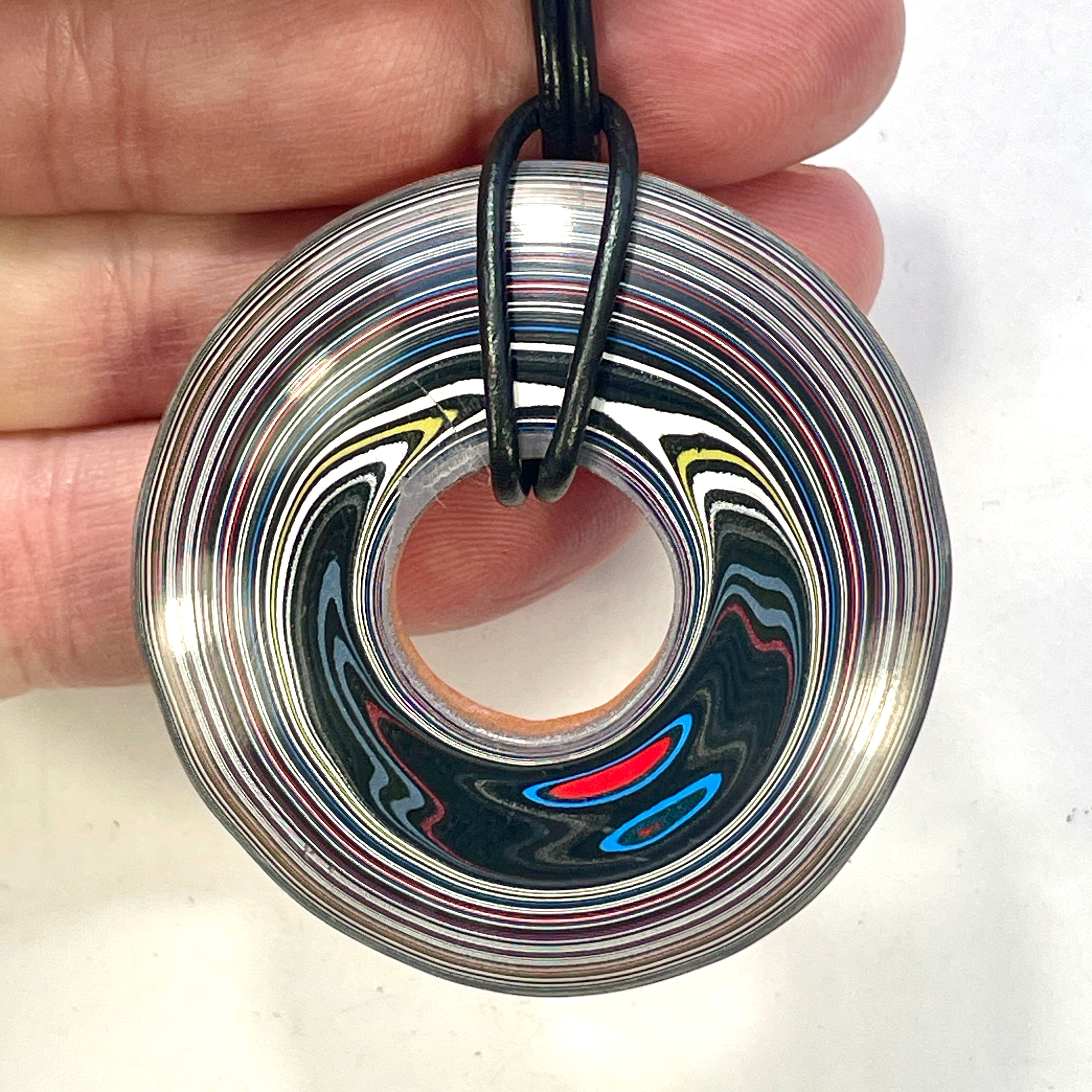 DVH Rare Michigan Jeep Joose Orange Fordite Buck Hole Donut Bead Pendant 53mm Rd x 11 (6318) - DVHdesigns
