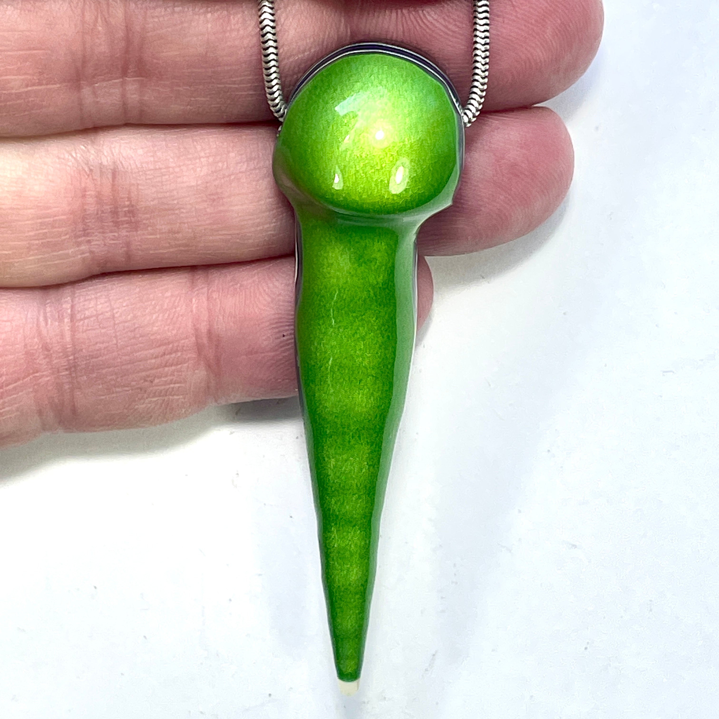 DVH Michigan Jeep Fordite Mojito Green Stalactite Bead Pendant 70x19x15mm (6319) - DVHdesigns