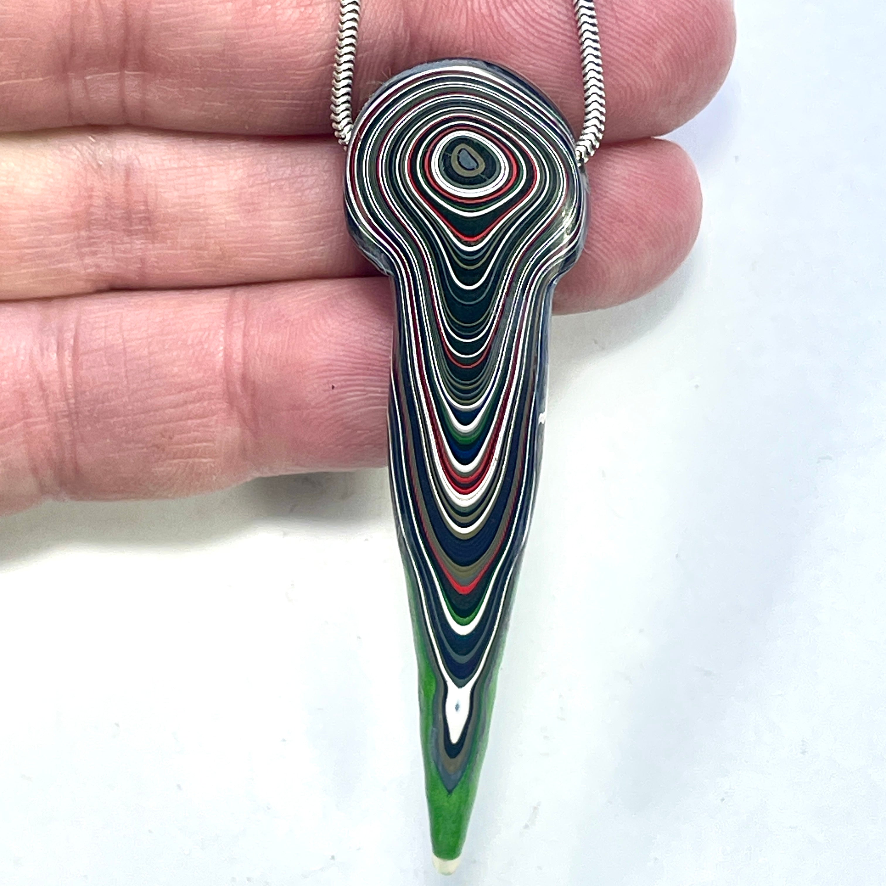 DVH Michigan Jeep Fordite Mojito Green Stalactite Bead Pendant 70x19x15mm (6319) - DVHdesigns