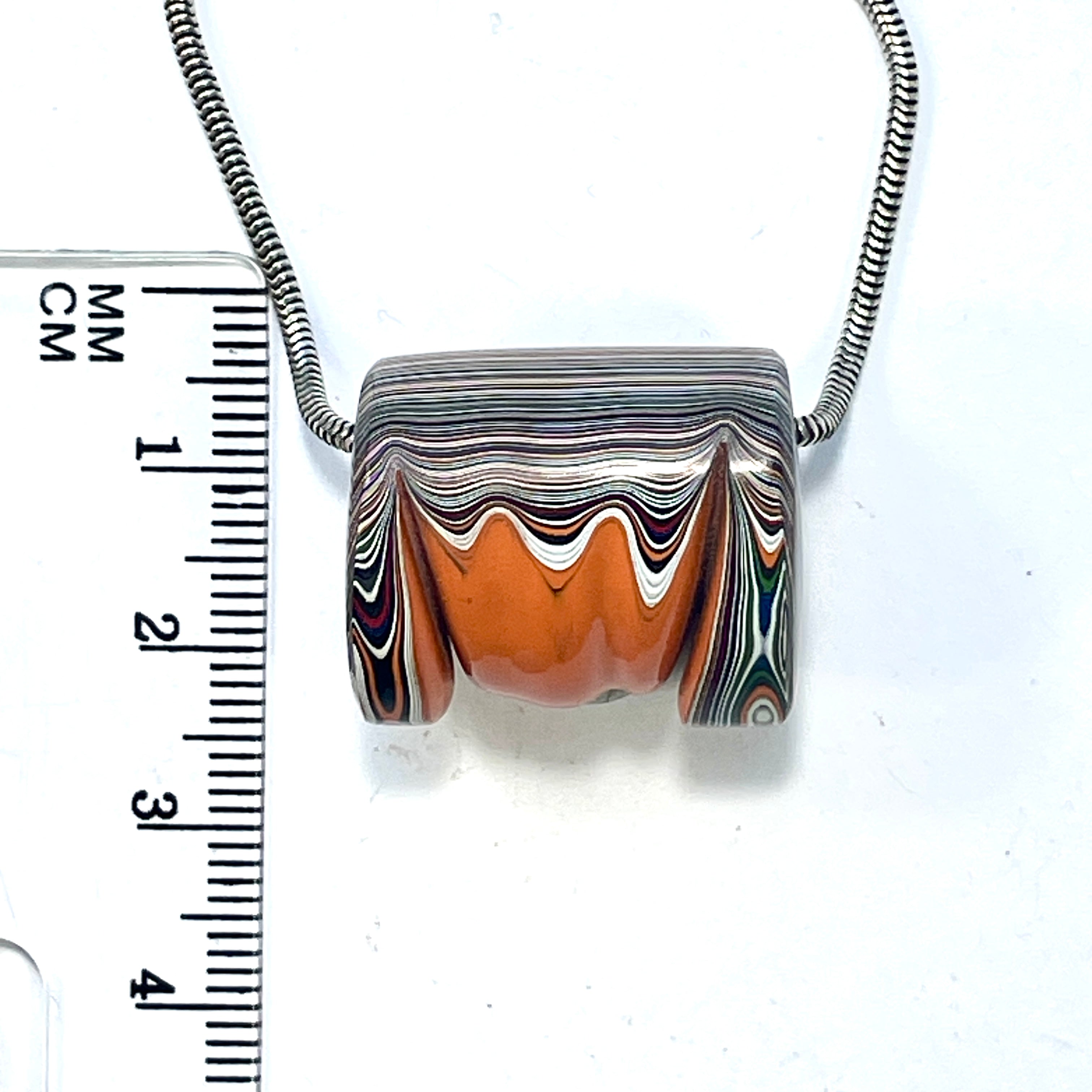 DVH Michigan Jeep Joose Orange Fordite Unique Barrel Bead Pendant 24x20x19mm (6321) - DVHdesigns