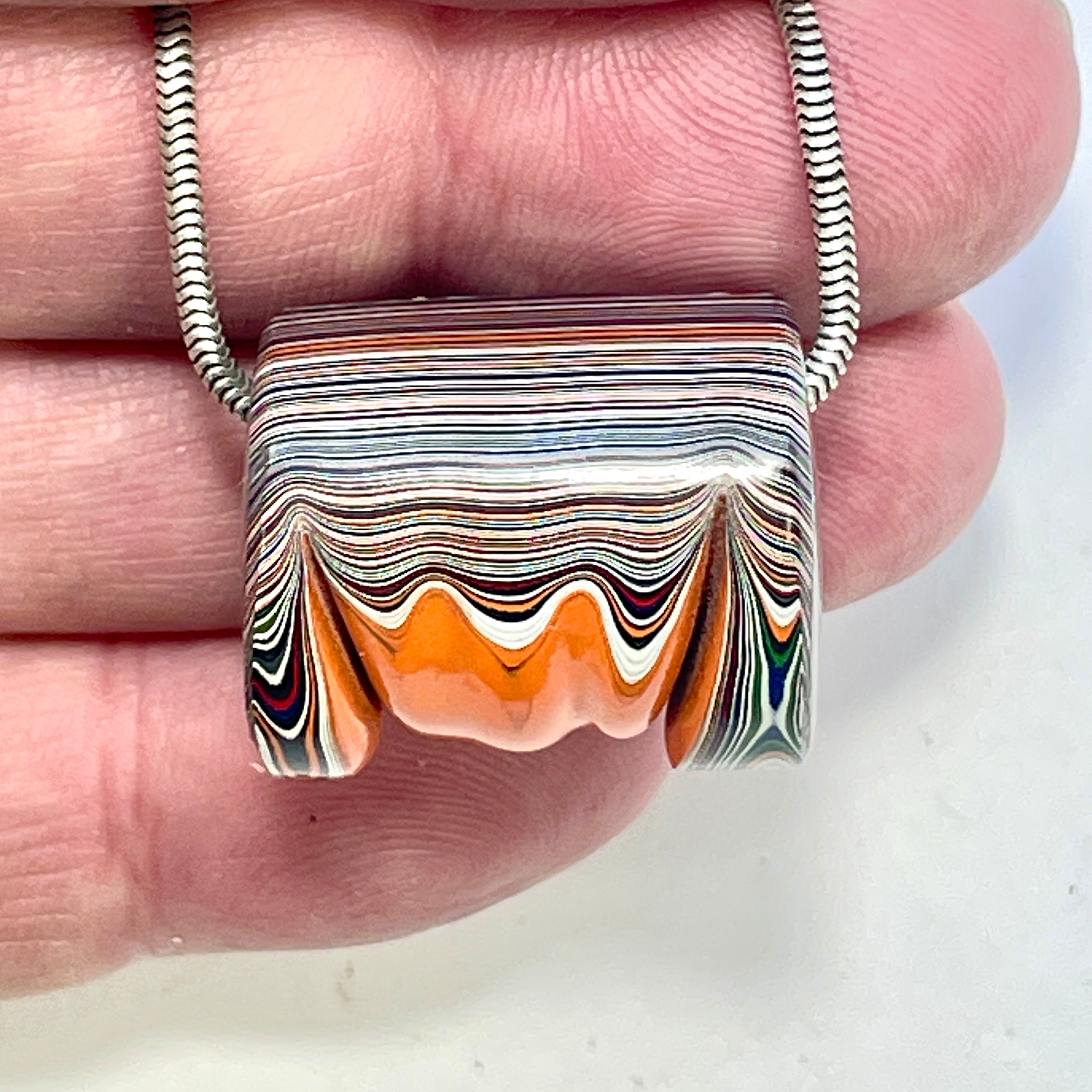 DVH Michigan Jeep Joose Orange Fordite Unique Barrel Bead Pendant 24x20x19mm (6321) - DVHdesigns