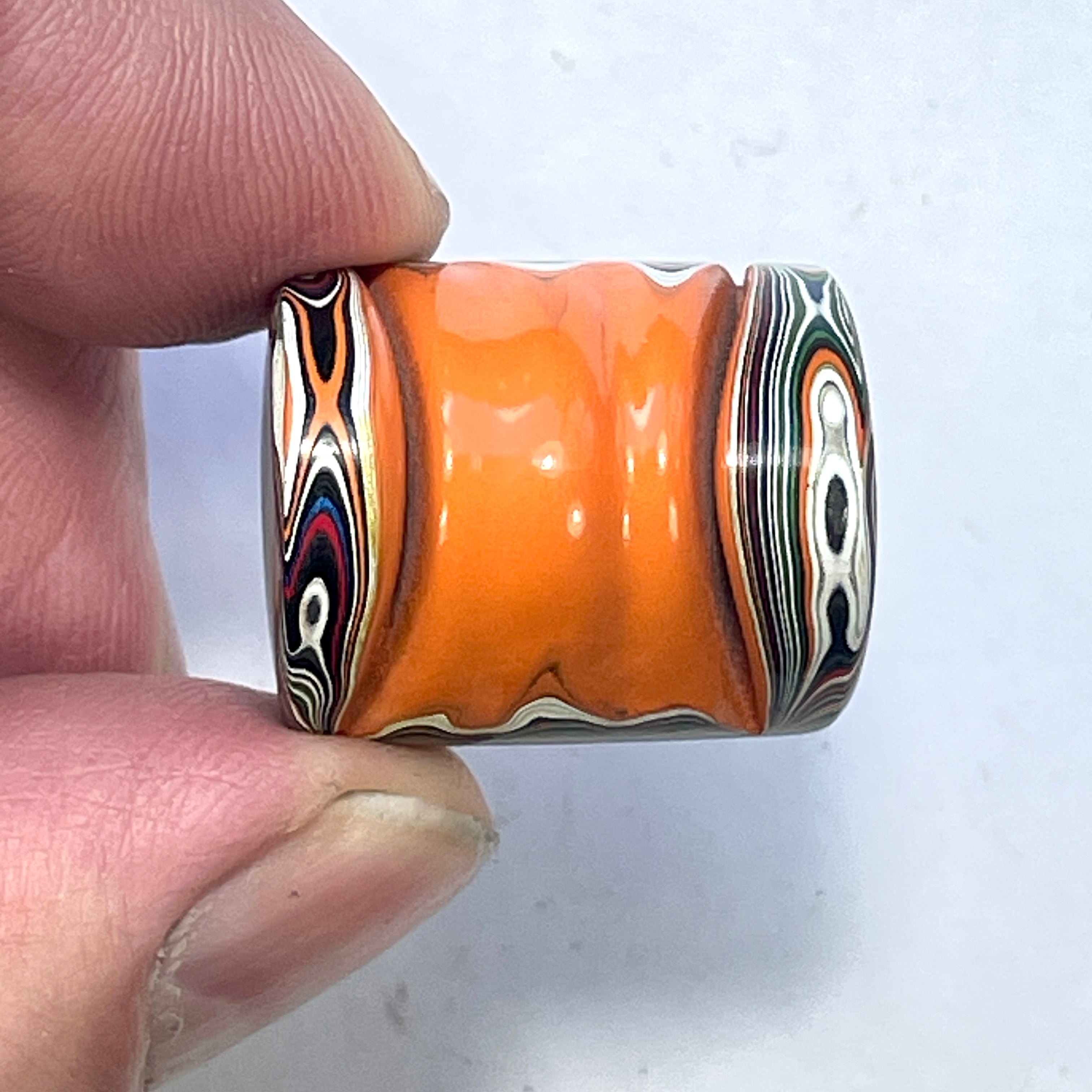 DVH Michigan Jeep Joose Orange Fordite Unique Barrel Bead Pendant 24x20x19mm (6321) - DVHdesigns