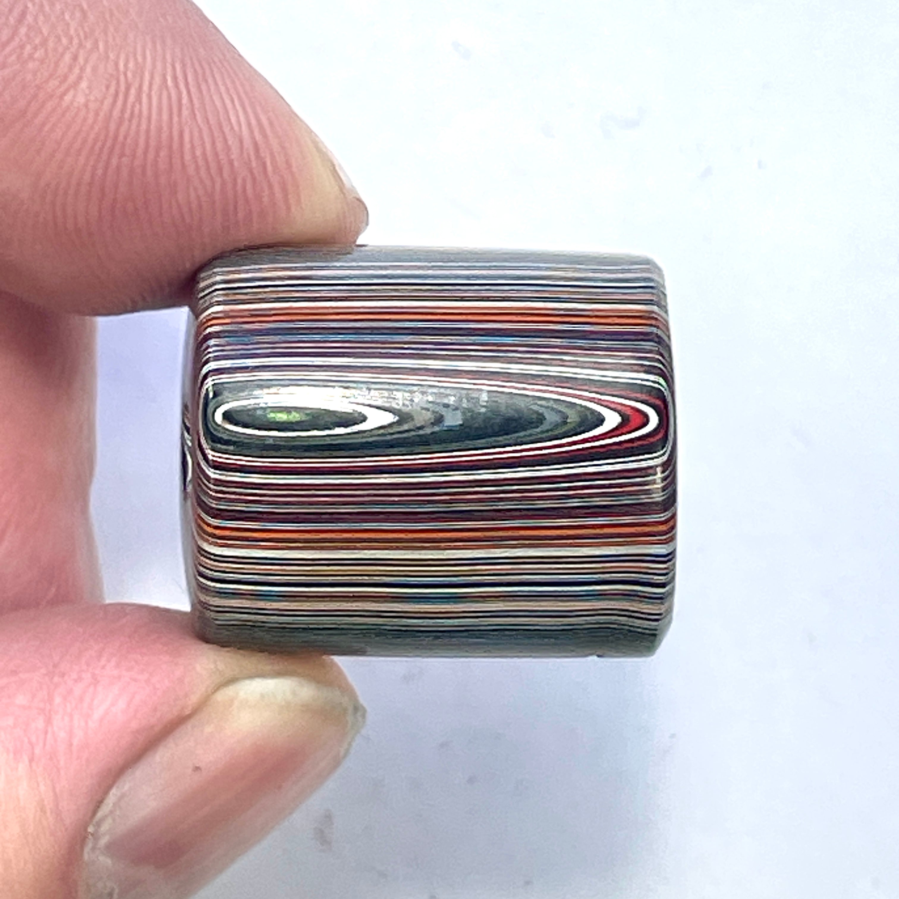 DVH Michigan Jeep Joose Orange Fordite Unique Barrel Bead Pendant 24x20x19mm (6321) - DVHdesigns