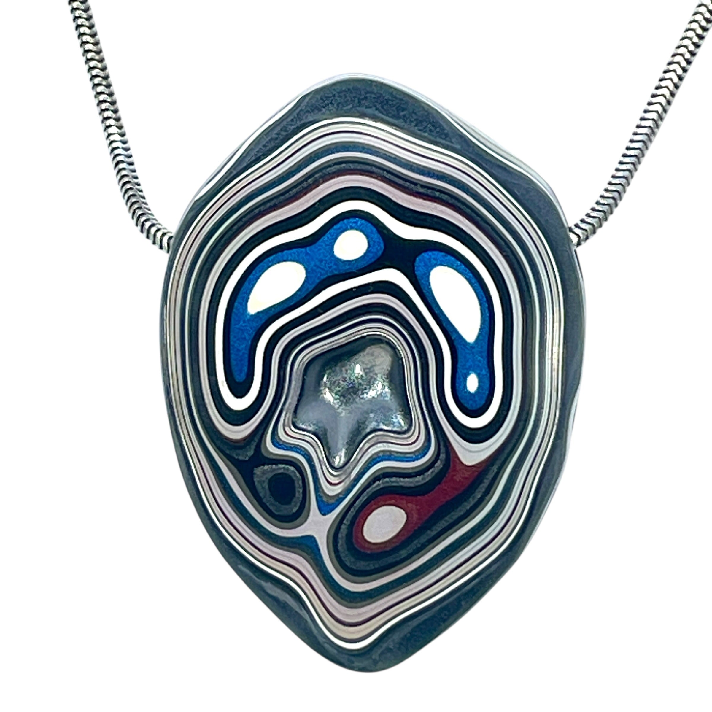 DVH Rare Michigan Fordite Hex Bolt Bead Pendant Chv Frd Jp 43x31x13mm (6322) - DVHdesigns