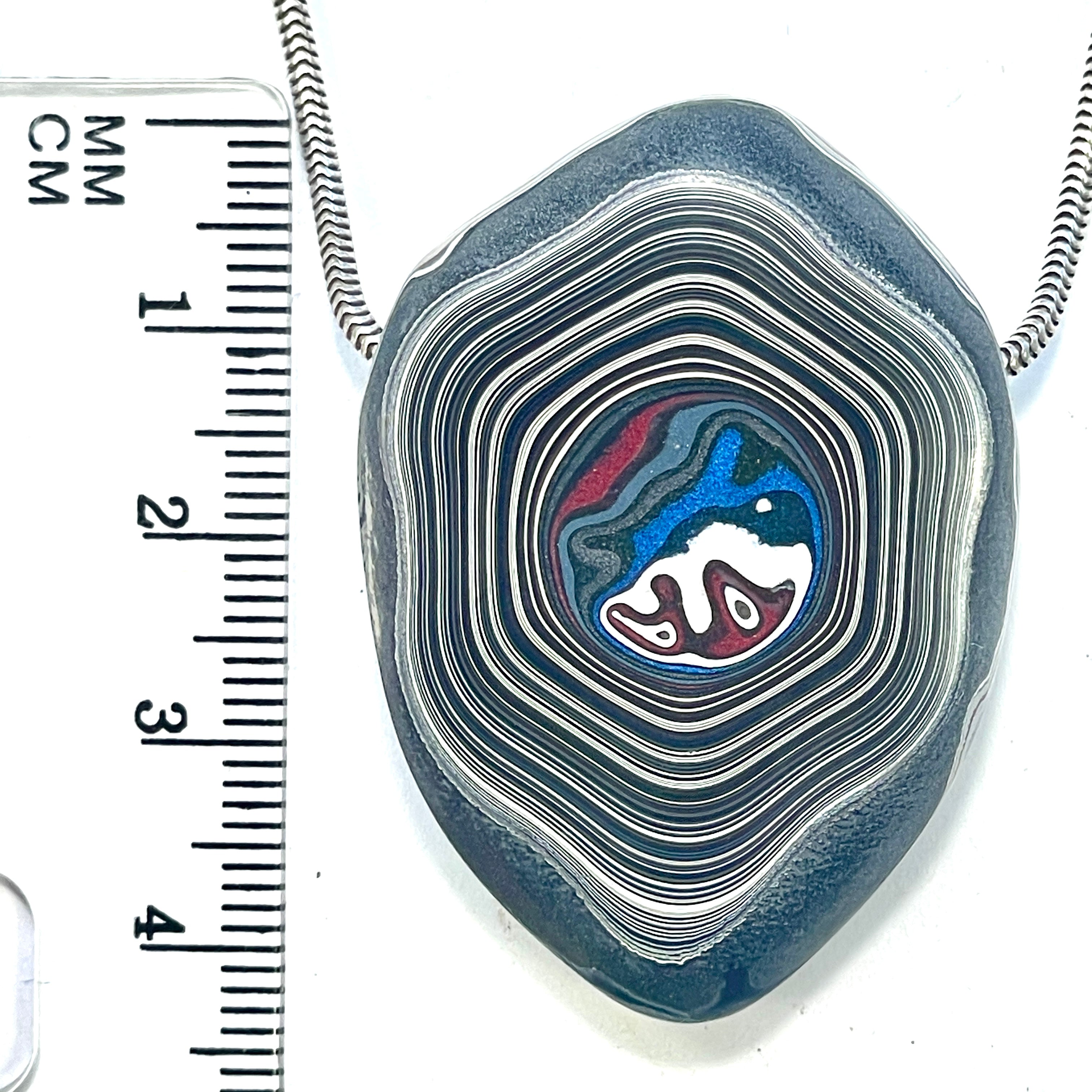 DVH Rare Michigan Fordite Hex Bolt Bead Pendant Chv Frd Jp 43x31x13mm (6322) - DVHdesigns