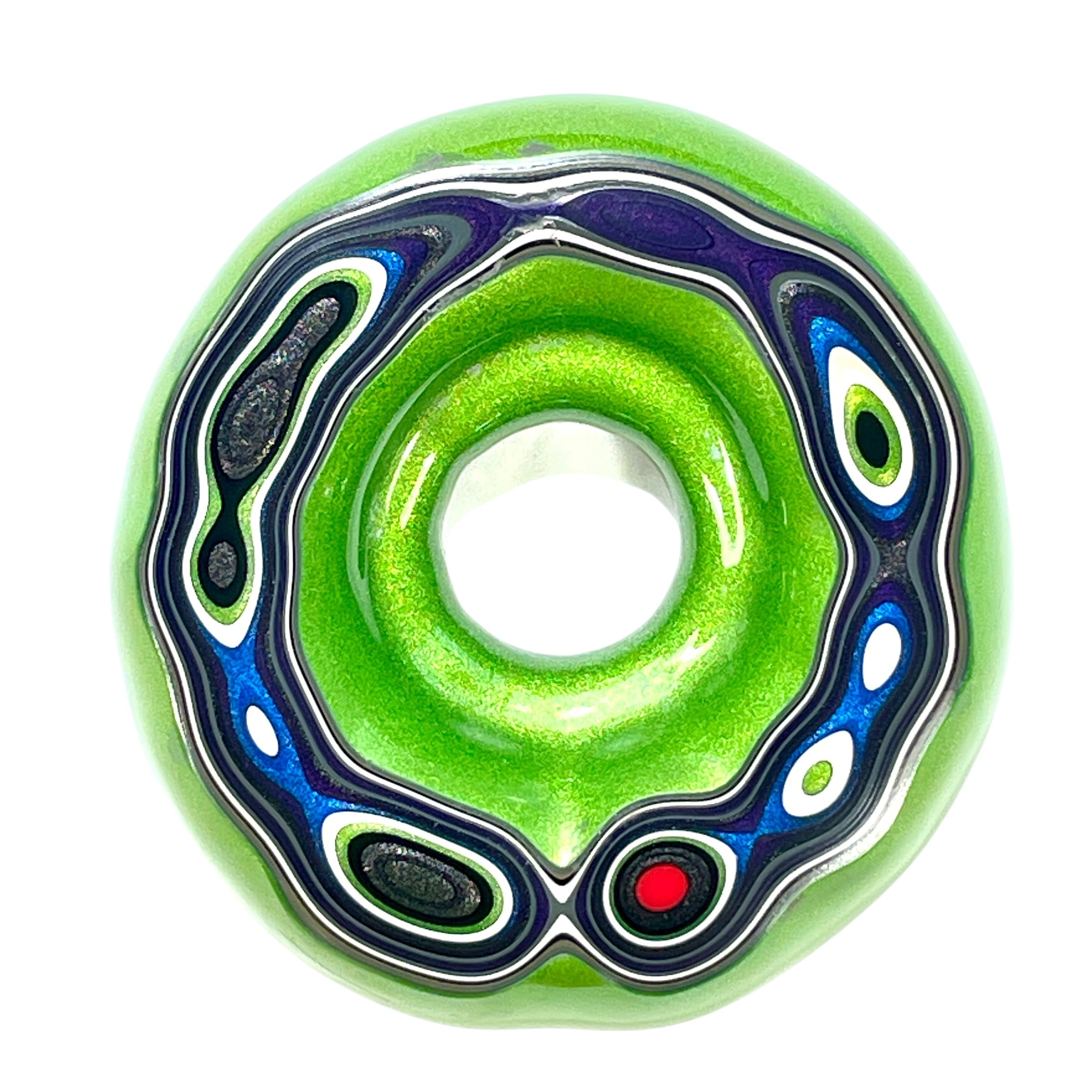 DVH Rare Michigan Jeep Mojito Green Fordite Buck Hole Donut Bead Pendant 58mm Rd x 13  (6337) - DVHdesigns