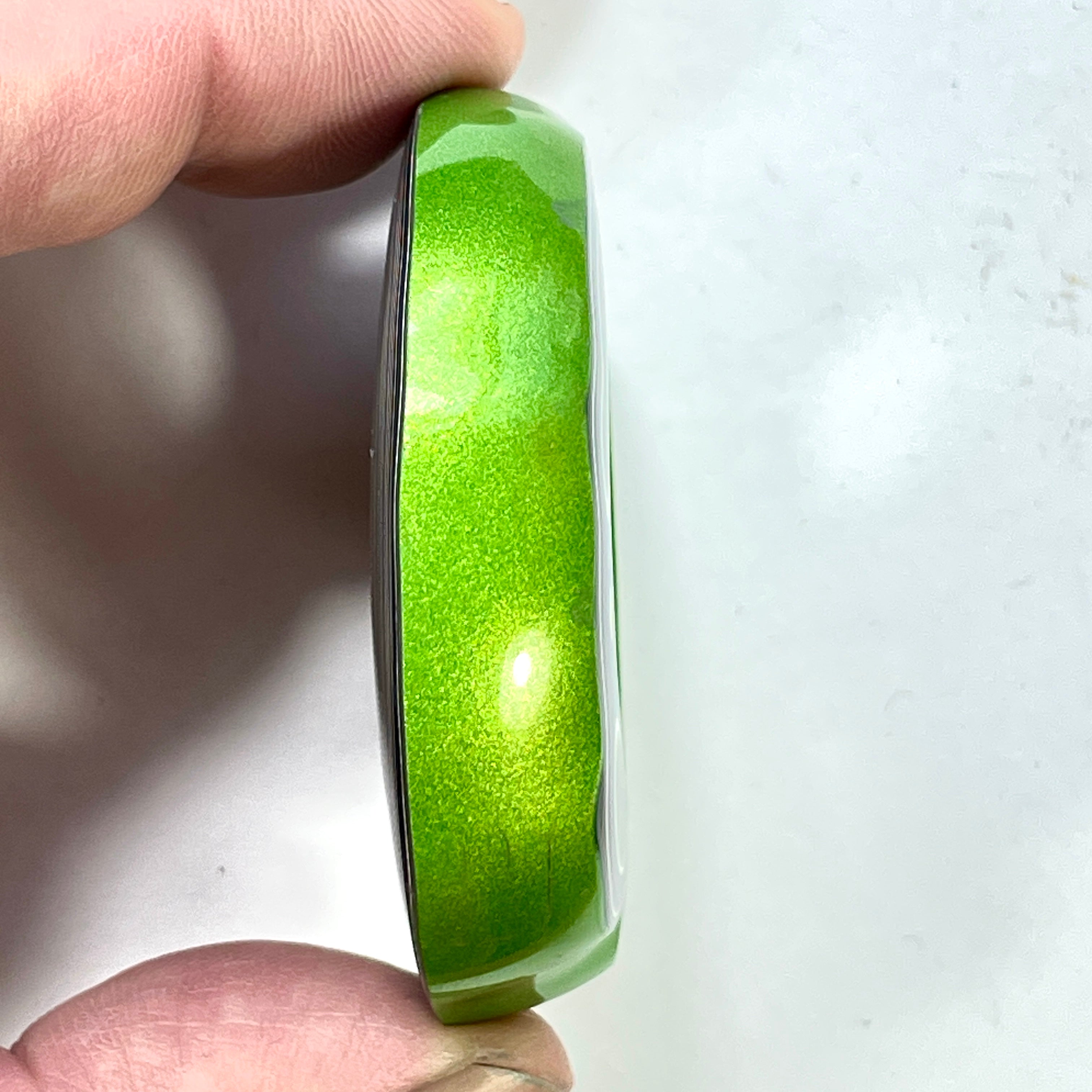 DVH Rare Michigan Jeep Mojito Green Fordite Buck Hole Donut Bead Pendant 58mm Rd x 13  (6337) - DVHdesigns