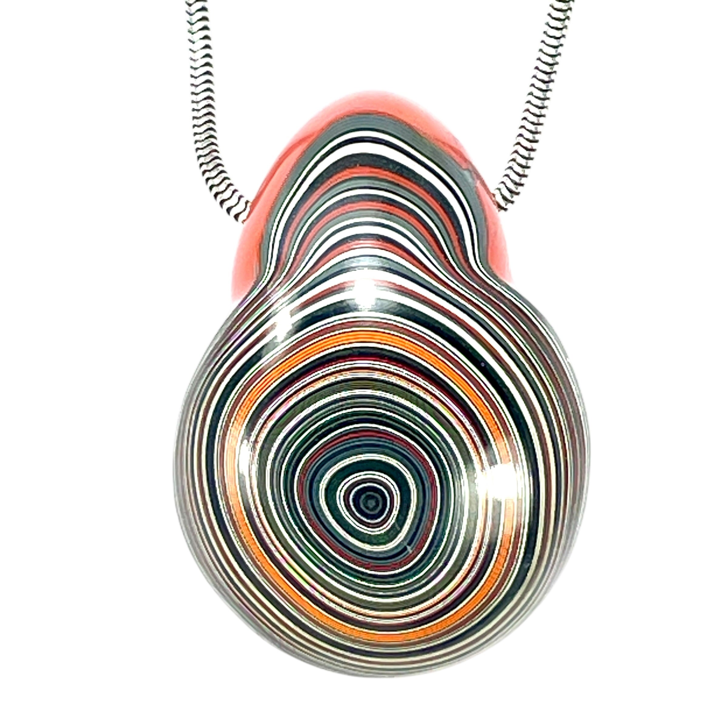 DVH Michigan Fordite Orange Bead Pendant Chv Frd Jp (6339) - DVHdesigns
