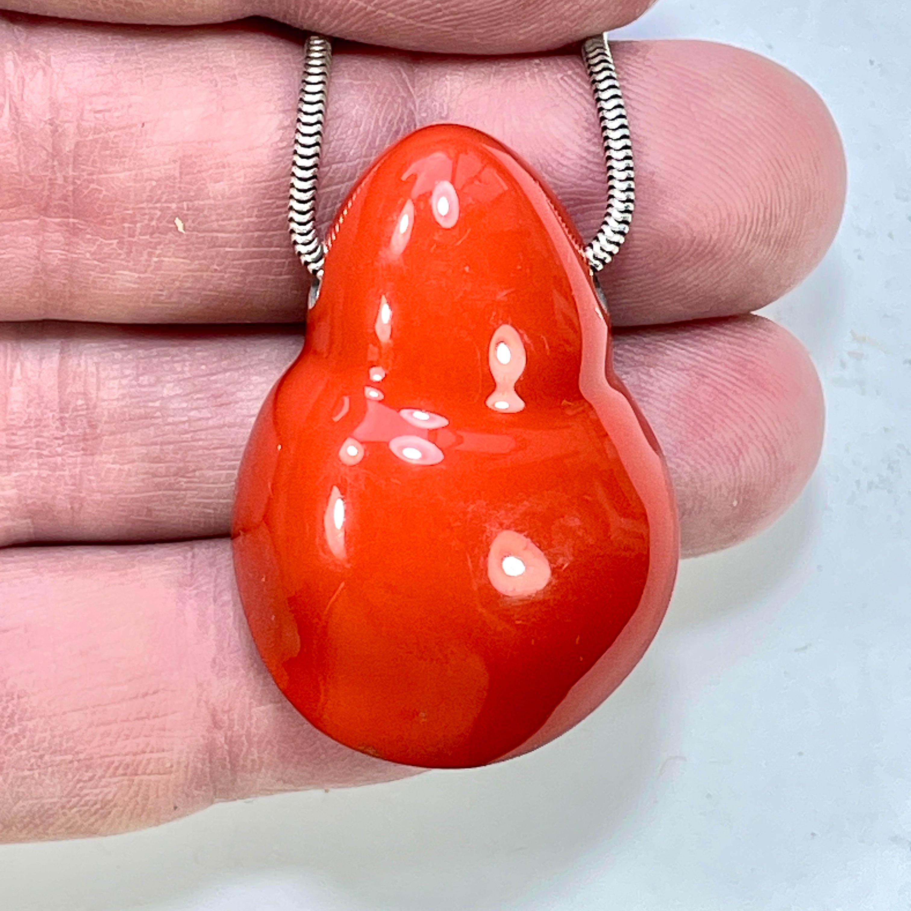 DVH Michigan Fordite Orange Bead Pendant Chv Frd Jp (6339) - DVHdesigns