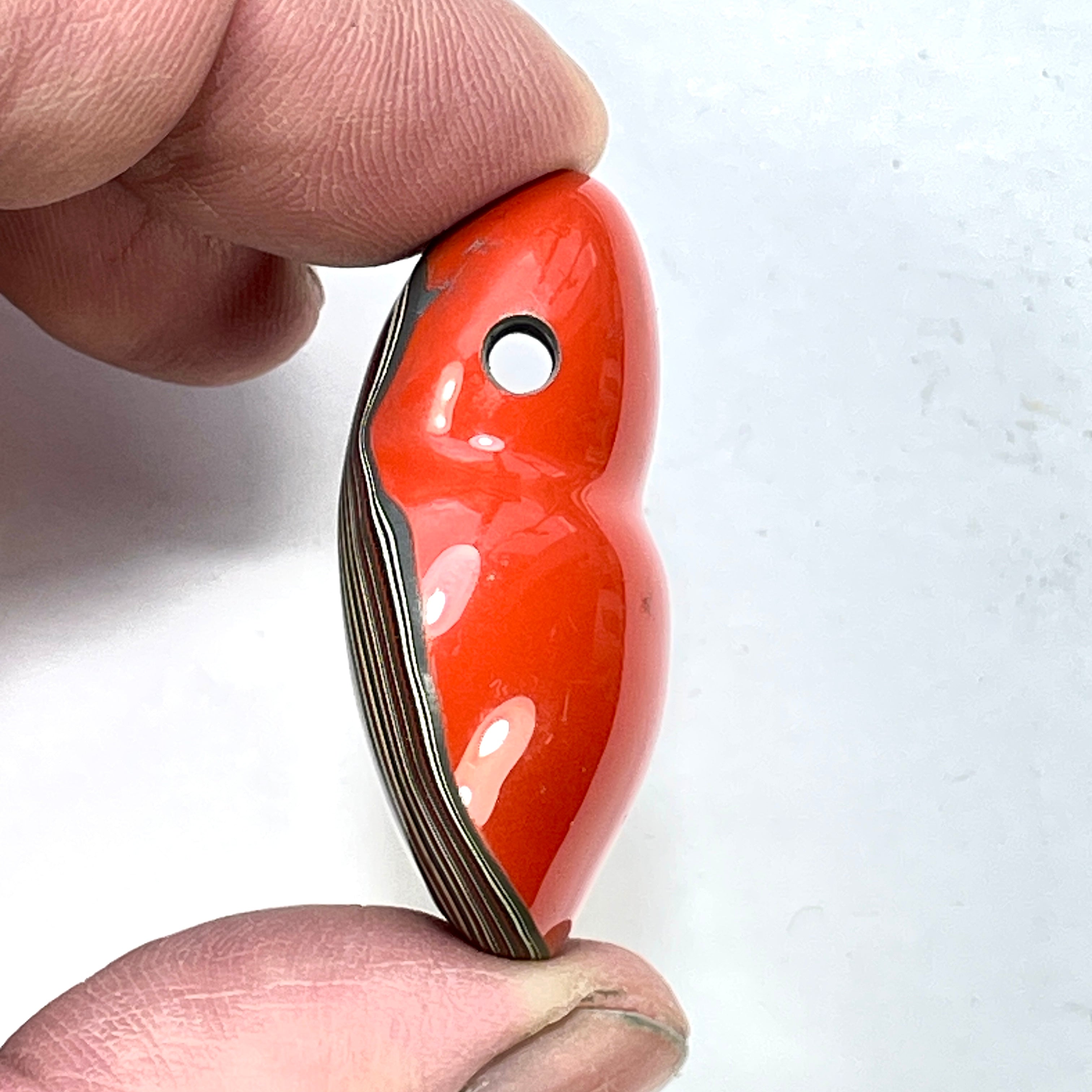 DVH Michigan Fordite Orange Bead Pendant Chv Frd Jp (6339) - DVHdesigns