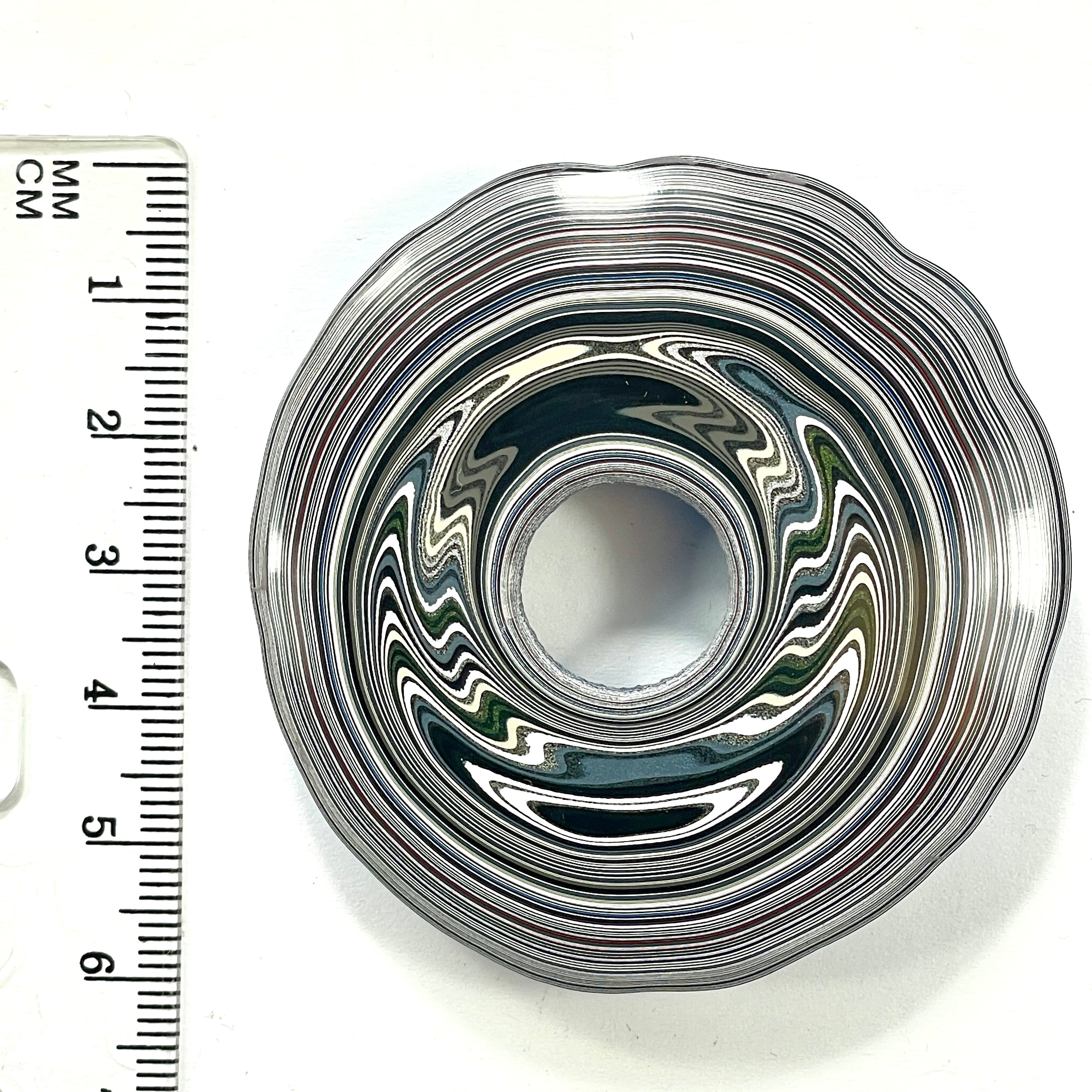 DVH Rare Michigan Blue Fordite Buck Hole Donut Bead Pendant Chv Frd Jp 58mm Rd x 13 (6380) - DVHdesigns