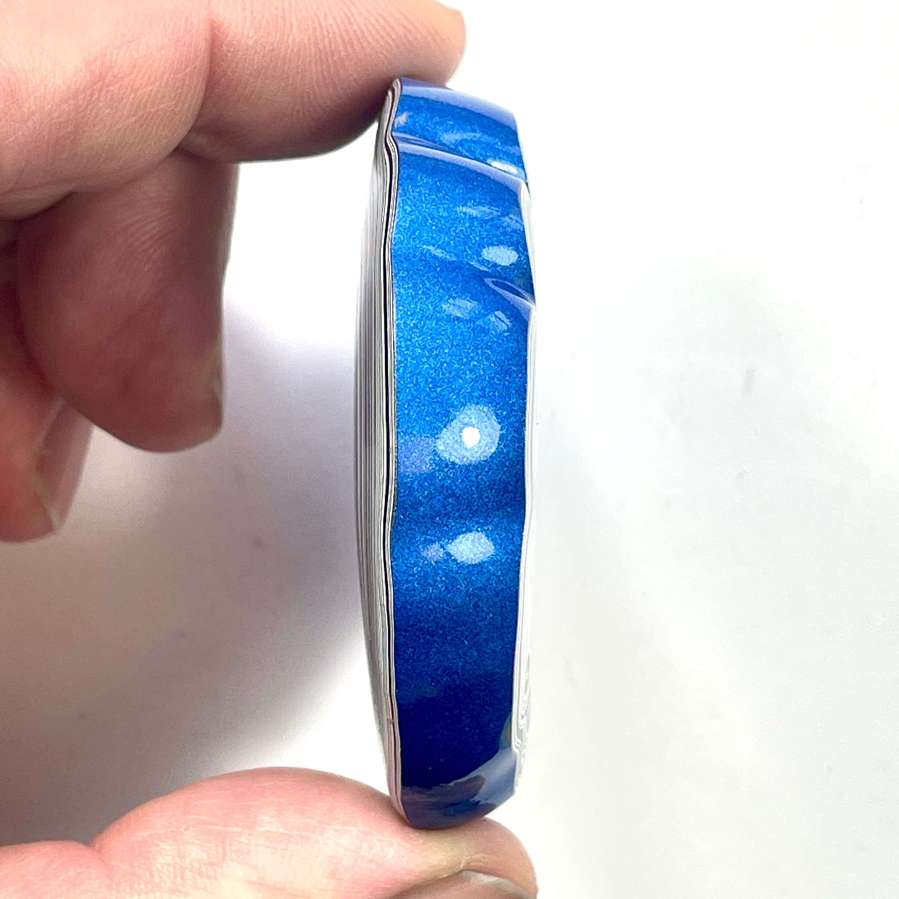 DVH Rare Michigan Blue Fordite Buck Hole Donut Bead Pendant Chv Frd Jp 58mm Rd x 13 (6380) - DVHdesigns