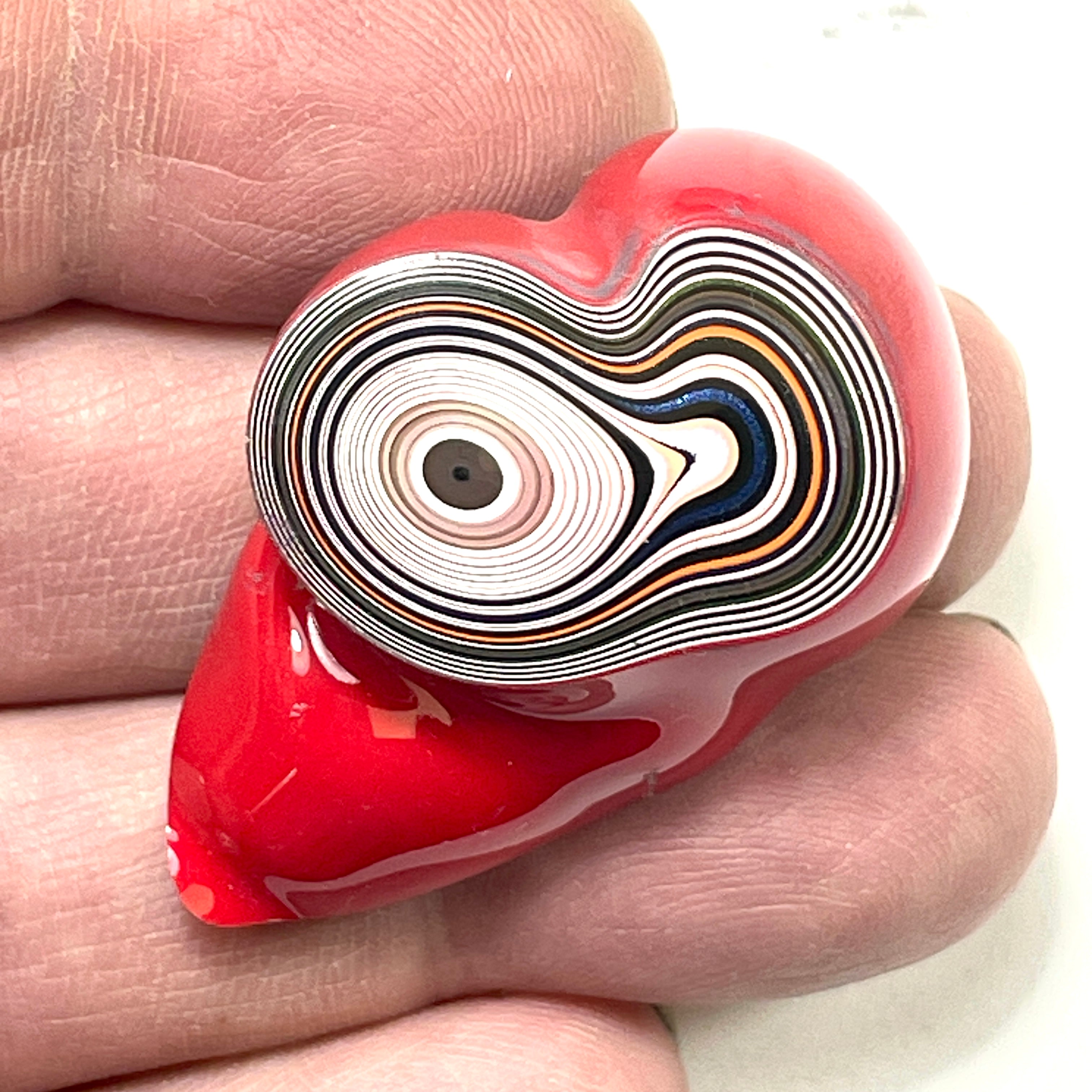 DVH Fordite Specimen Red Polished Face Michigan Chv Frd Jp (6468) - DVHdesigns