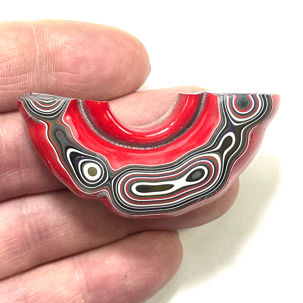 DVH Fordite Specimen Red Polished Face Michigan Chv Frd Jp (6472)