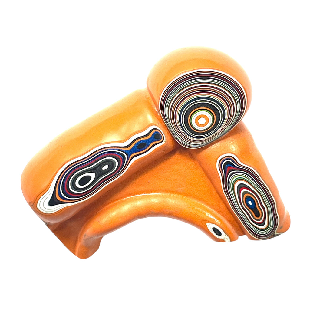 DVH Fordite Specimen Joose Orange Polished Face Michigan Jp (6474)