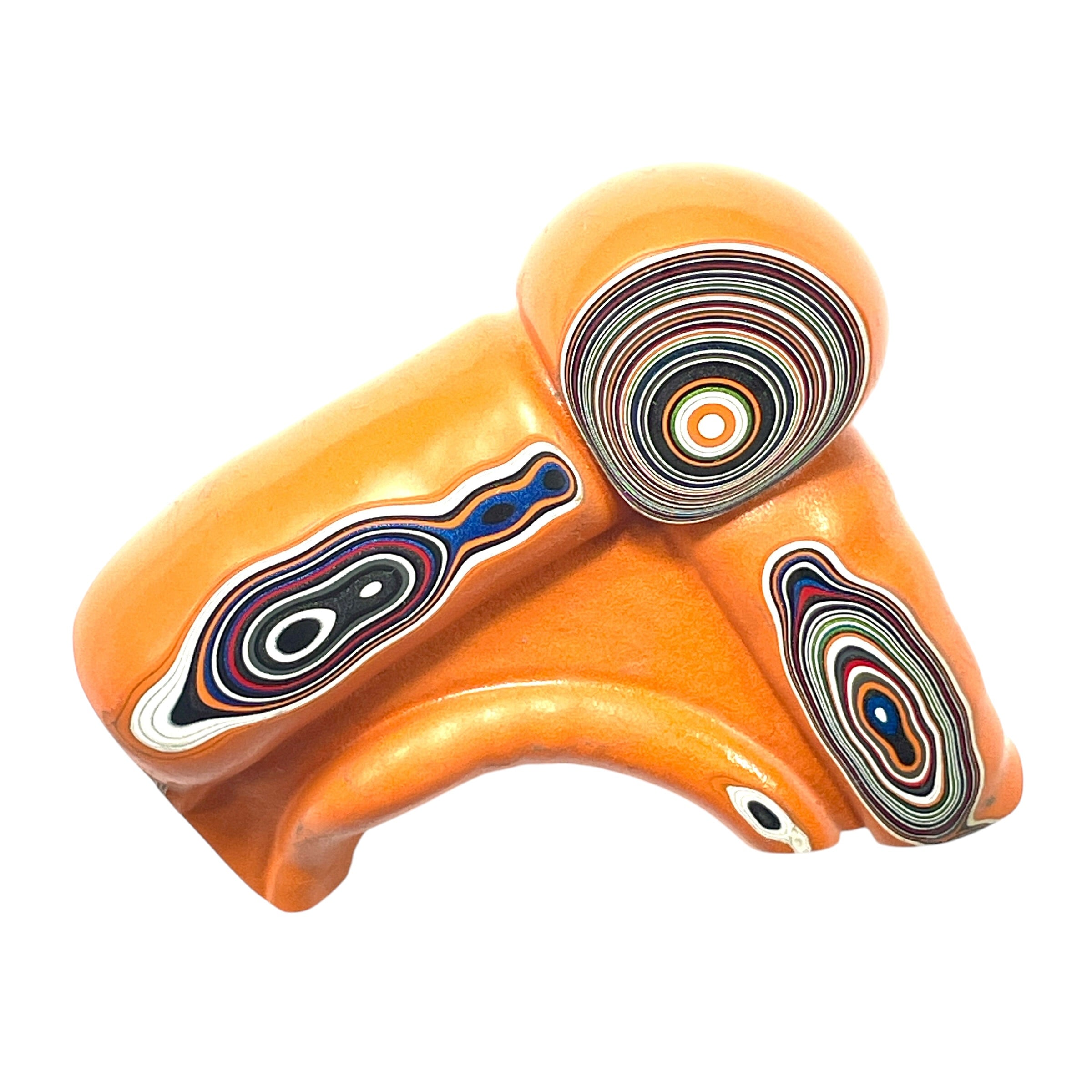 DVH Fordite Specimen Joose Orange Polished Face Michigan Jp (6474)