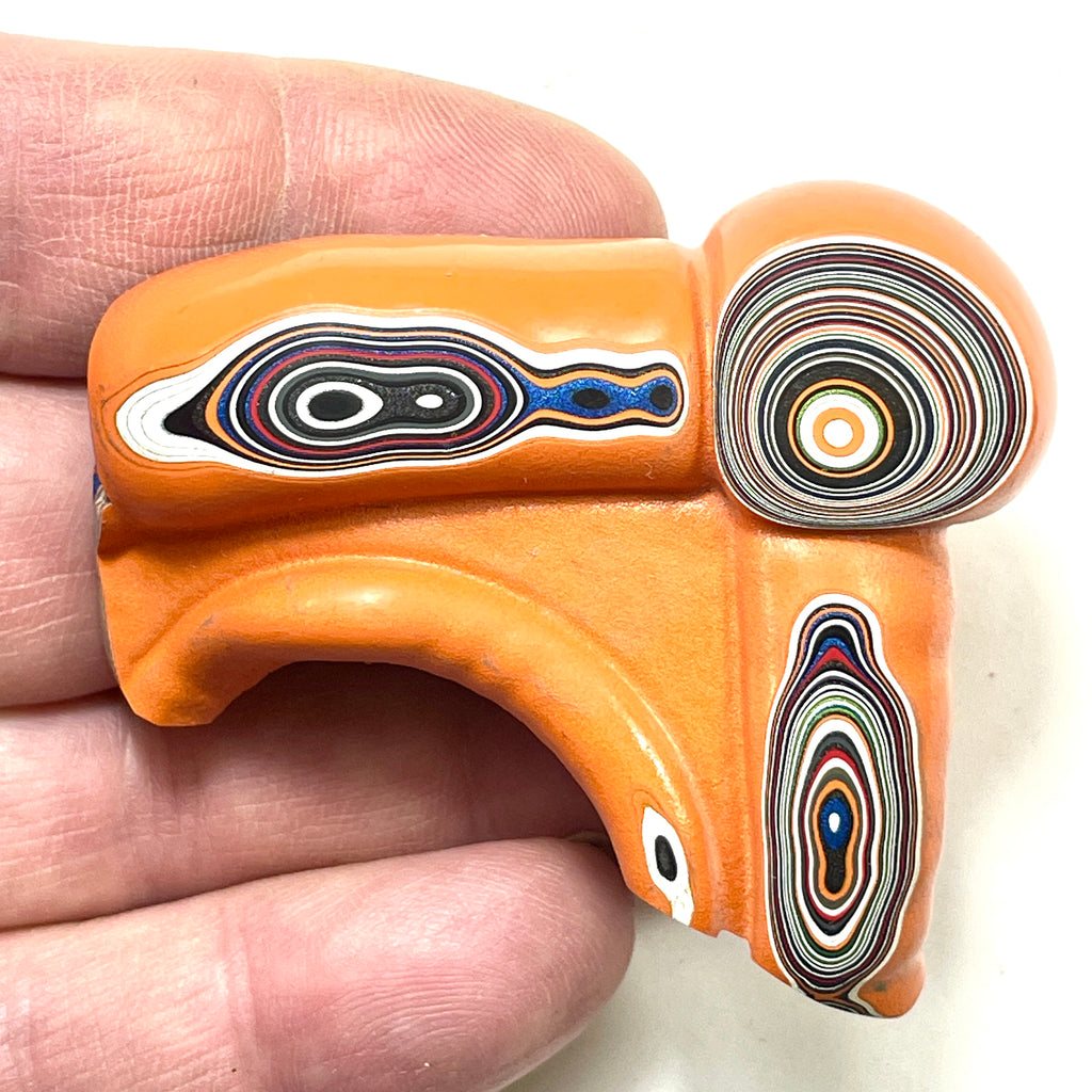 DVH Fordite Specimen Joose Orange Polished Face Michigan Jp (6474)