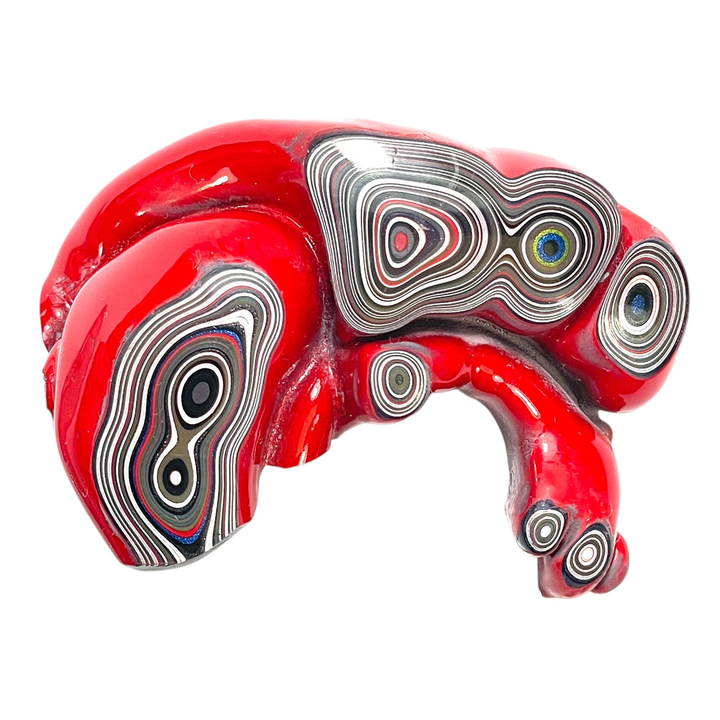 DVH Fordite Specimen Red Polished Face Michigan Chv Frd Jp (6479)