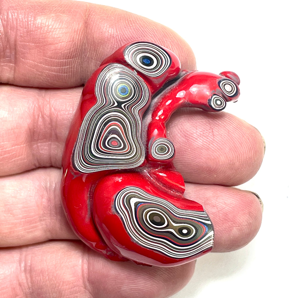 DVH Fordite Specimen Red Polished Face Michigan Chv Frd Jp (6479)