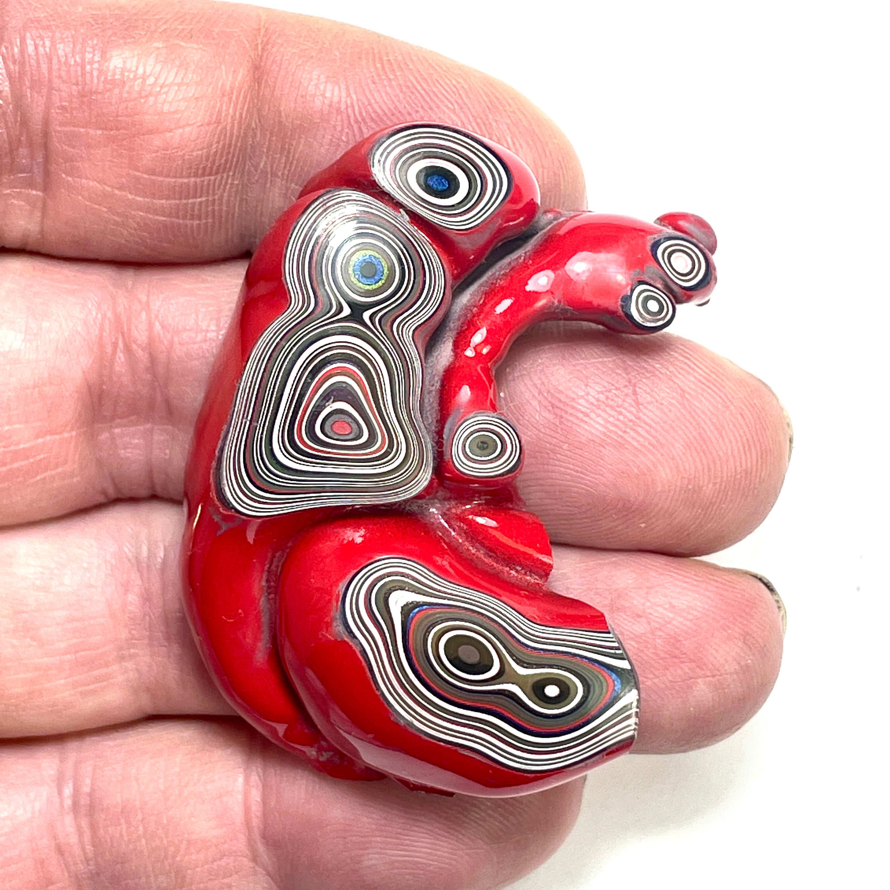 DVH Fordite Specimen Red Polished Face Michigan Chv Frd Jp (6479)