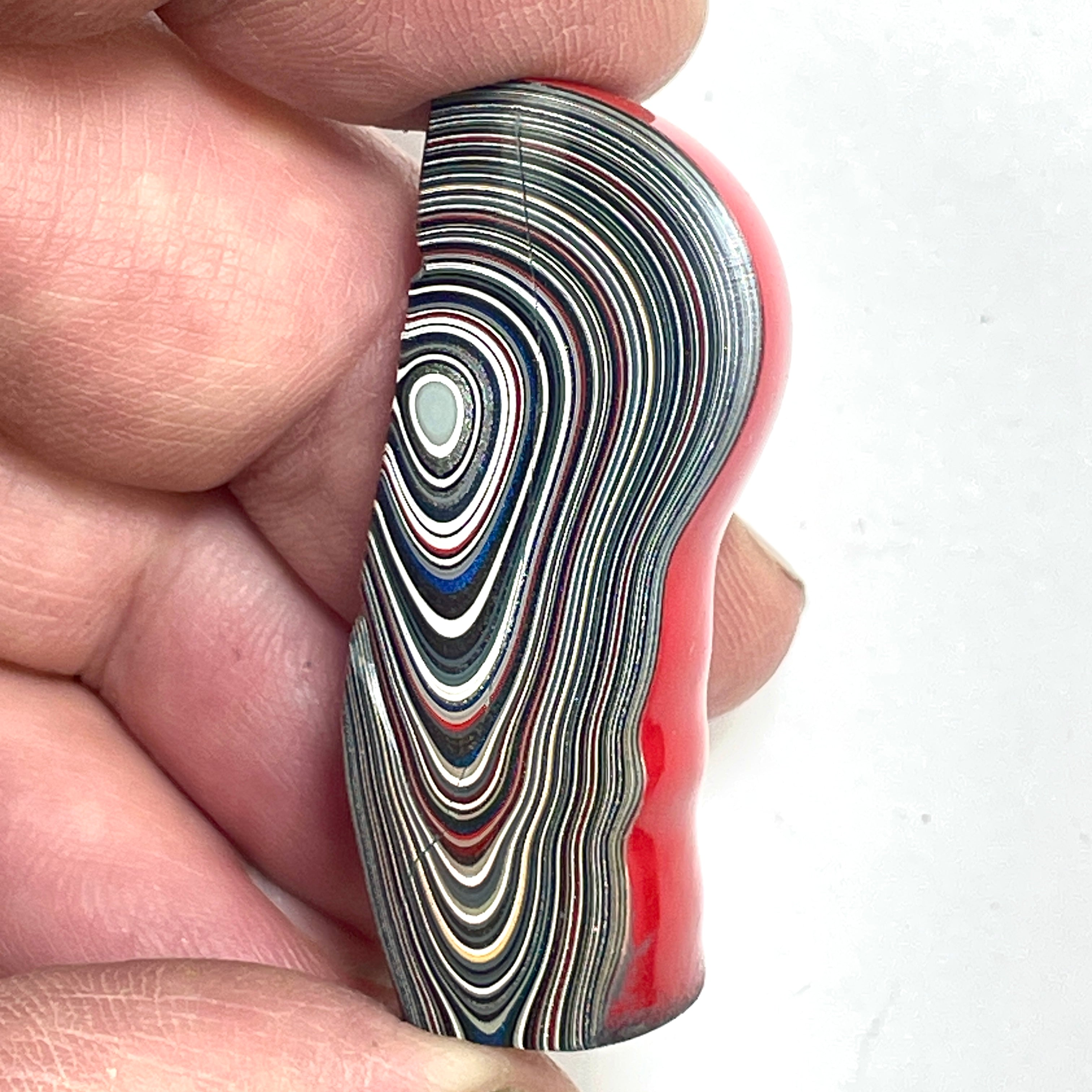 DVH Fordite Specimen Red Polished Face Michigan Chv Frd Jp (6482)