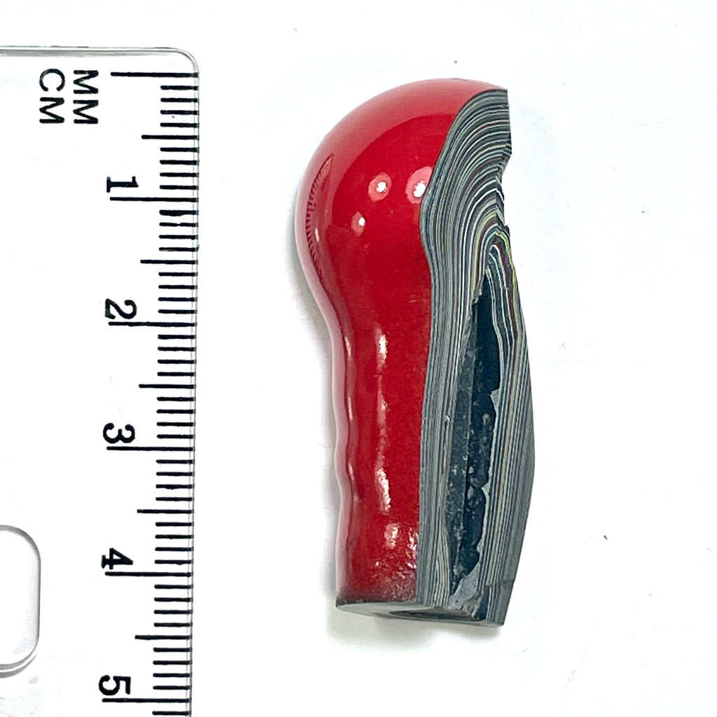 DVH Fordite Specimen Red Polished Face Michigan Chv Frd Jp (6482)