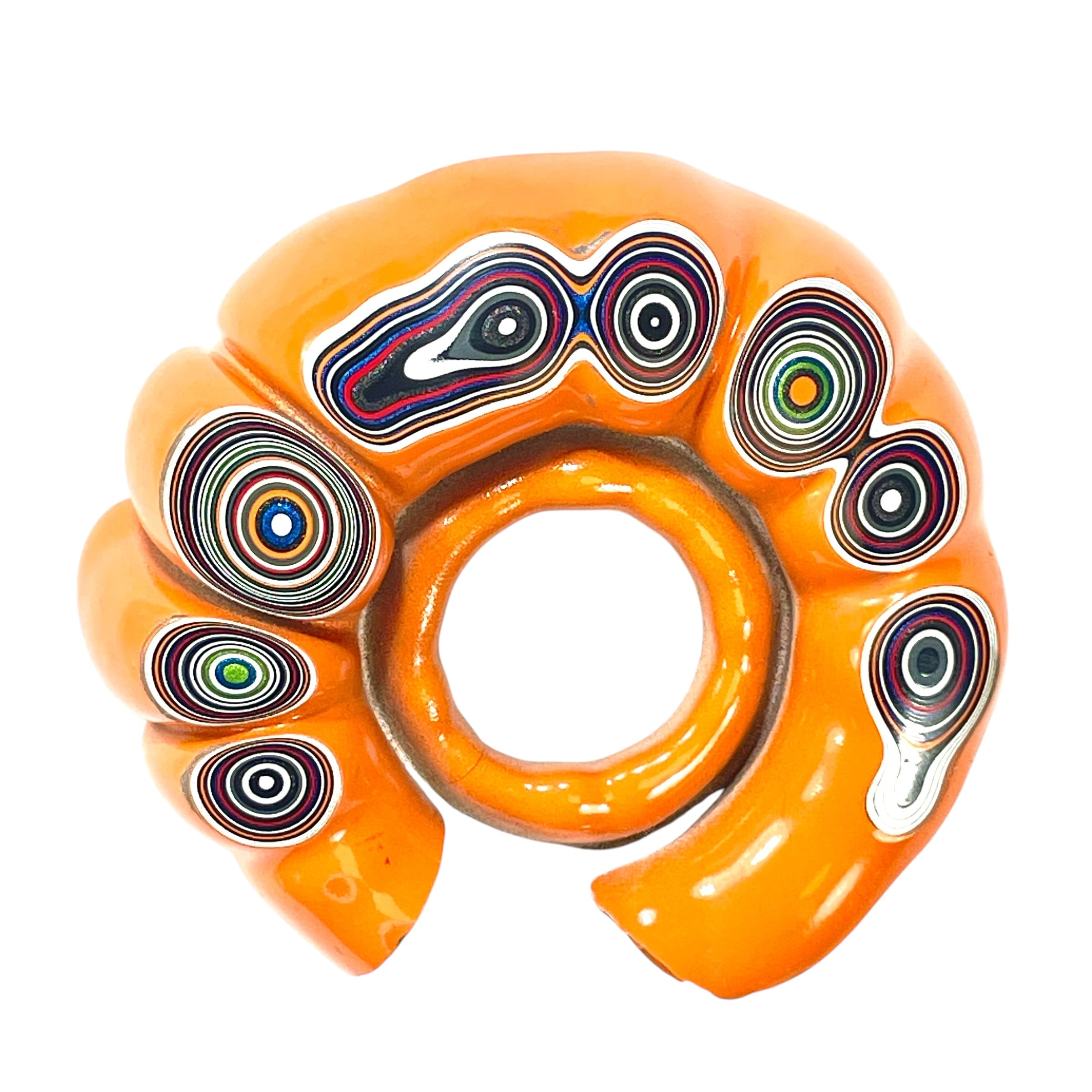 DVH Fordite Specimen Joose Orange Donut Buck Hole Polished Face Michigan Jp (6485) - DVHdesigns