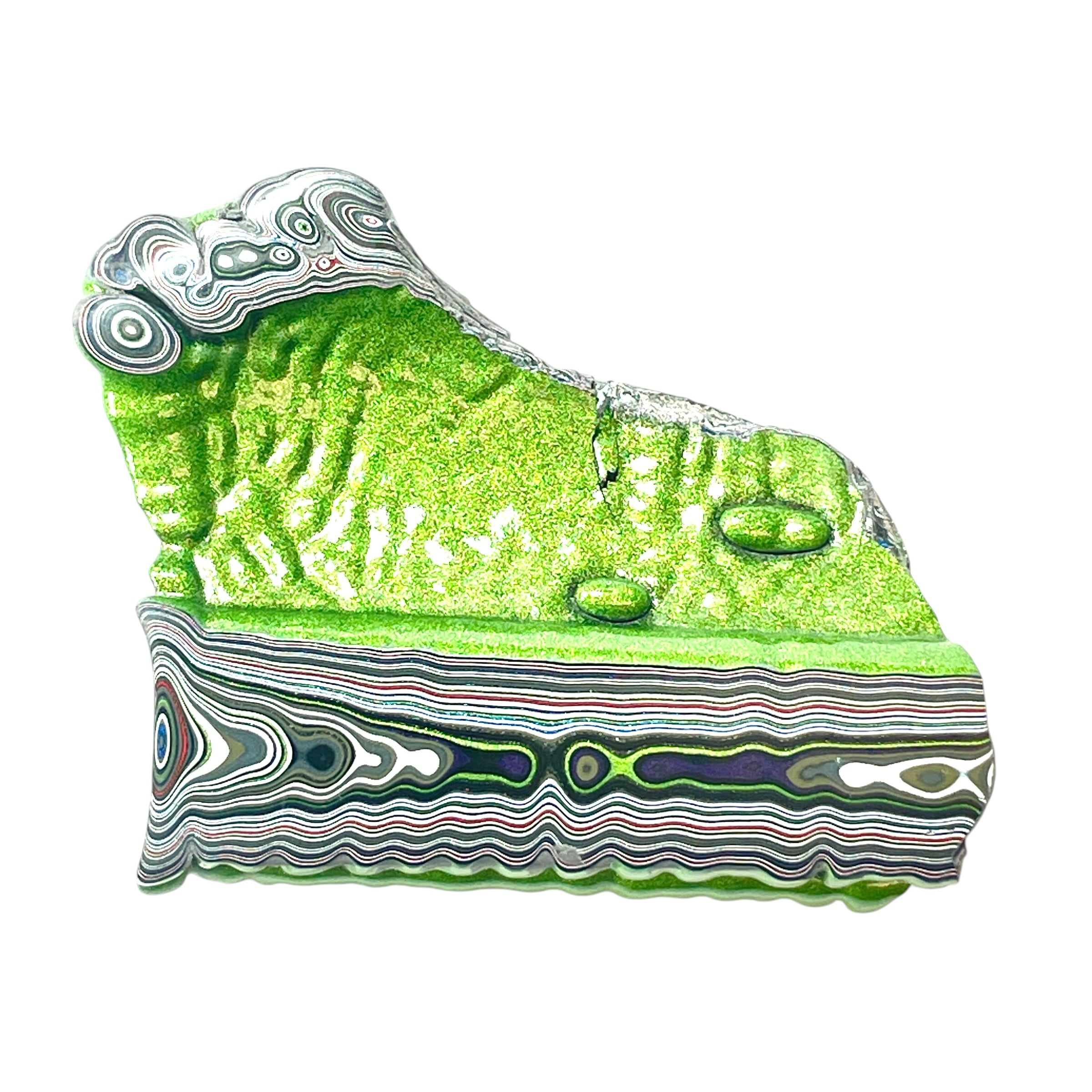 DVH Fordite Specimen Mojito Green Polished Face Michigan Jp (6486)