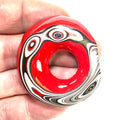 DVH Fordite Specimen Red Donut Buck Hole Polished Face Michigan Chv Frd Jp (6488) - DVHdesigns