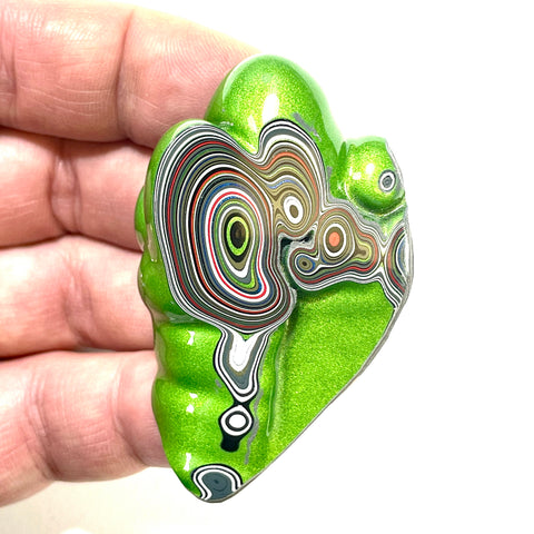 DVH Fordite Specimen Mojito Green Polished Face Michigan Jp (6489)