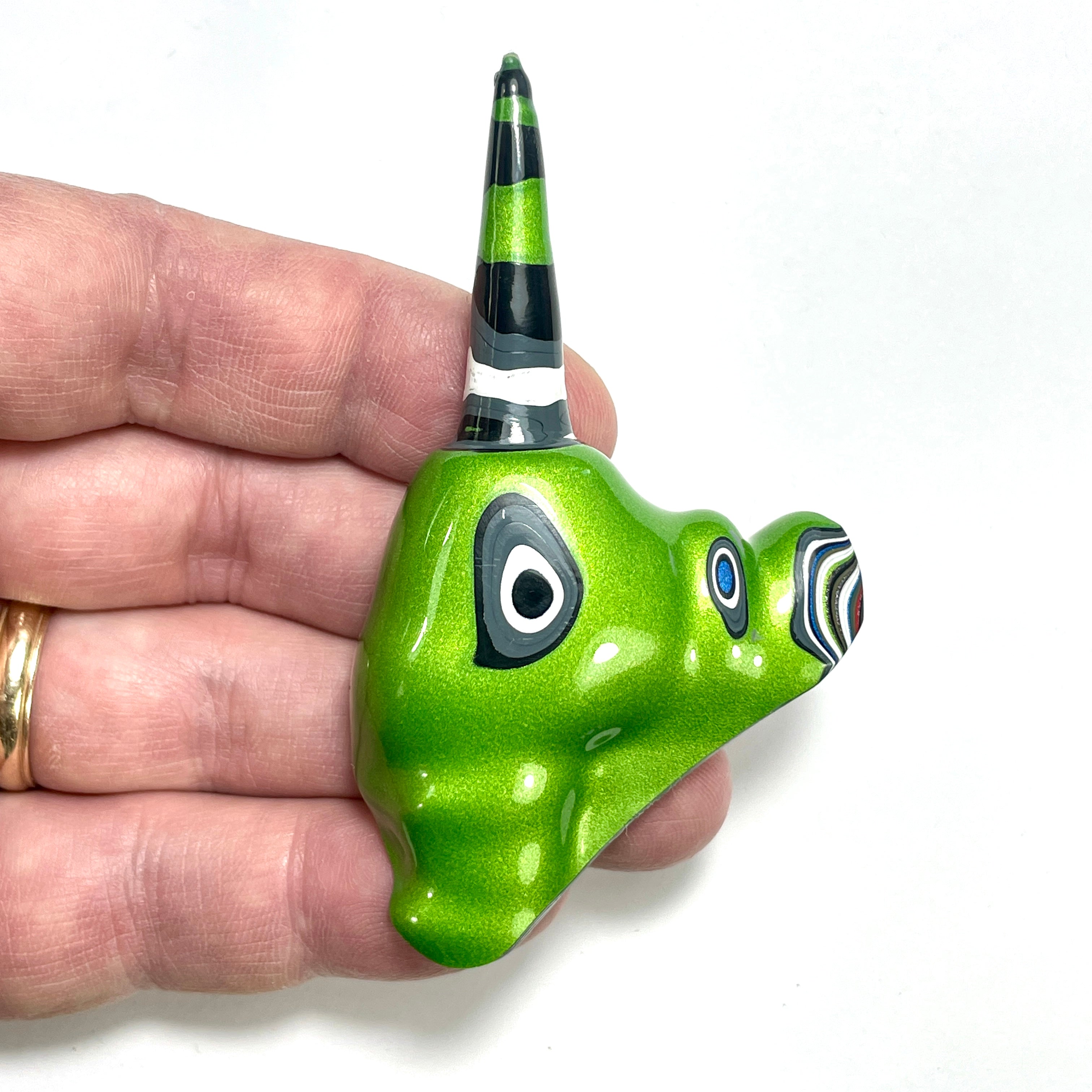 DVH Jeep Fordite Unicorn Head Mojito Green Polished Face Specimen (6506) - DVHdesigns