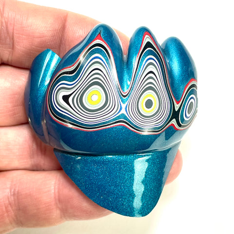 DVH Jeep Fordite Bikini Pearl Blue Specimen Polished Face Michigan (6508)