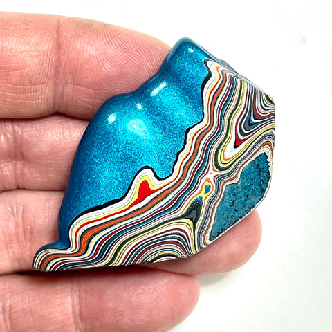 DVH Jeep Fordite Bikini Pearl Blue Specimen Polished Face Michigan (6512)