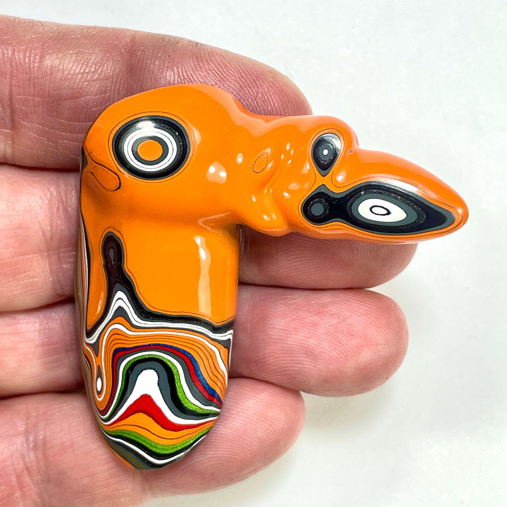 DVH Jeep Fordite Joose Orange Phoenix Bird Head Specimen Michigan (6515) - DVHdesigns