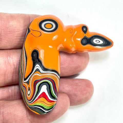 DVH Jeep Fordite Joose Orange Phoenix Bird Head Specimen Michigan (6515)