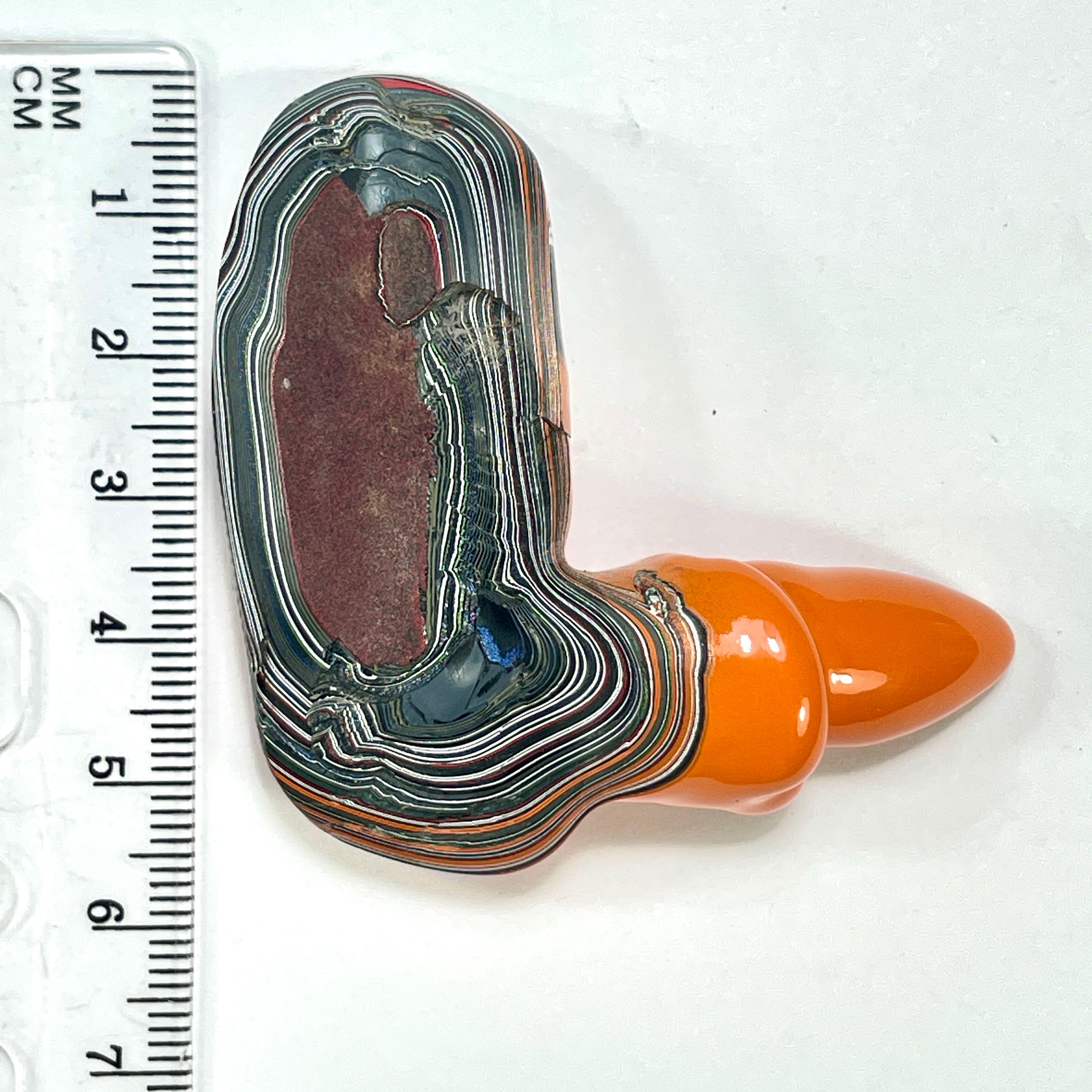 DVH Jeep Fordite Joose Orange Phoenix Bird Head Specimen Michigan (6515) - DVHdesigns