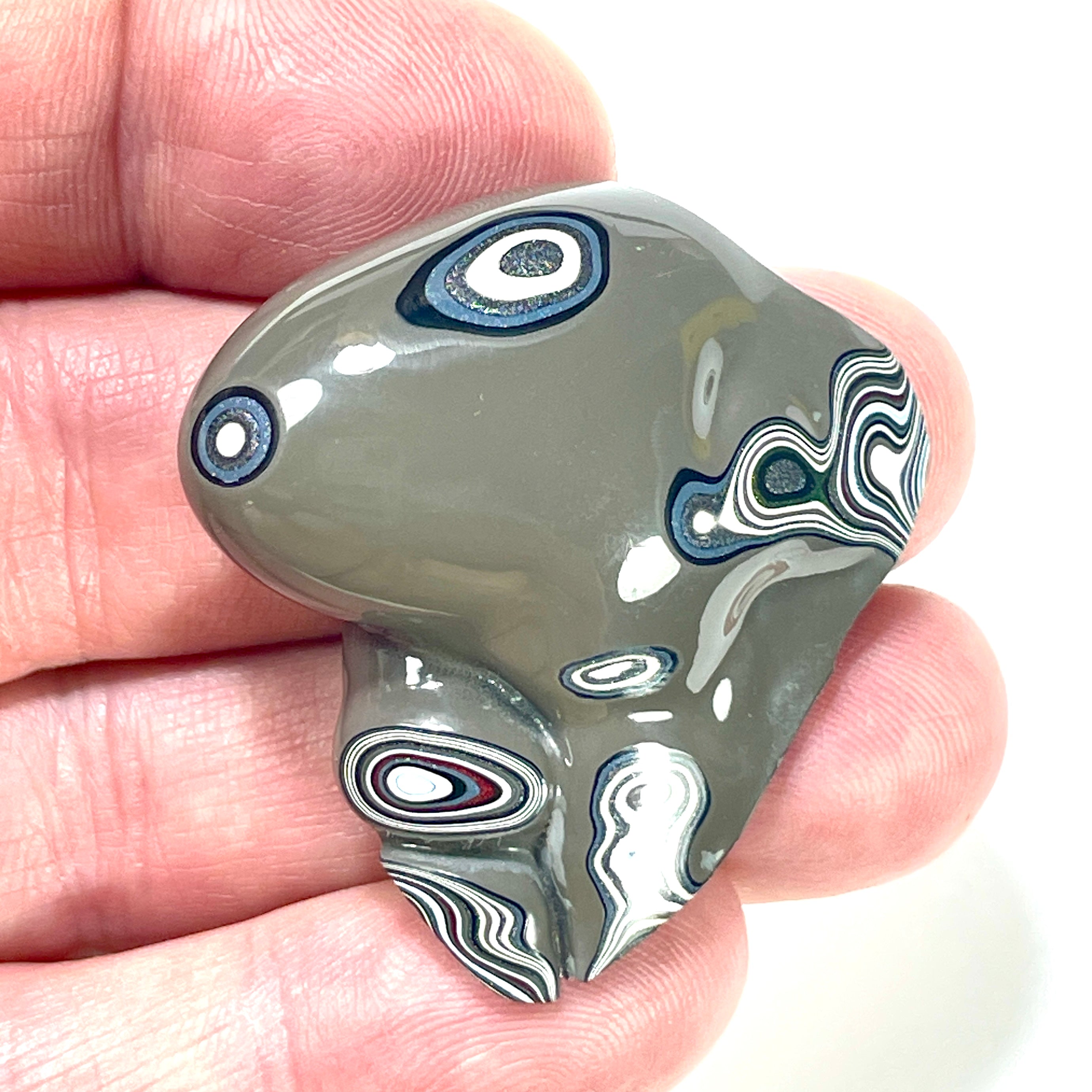 DVH Fordite Mouse Head Specimen Polished Face Michigan Chv Frd Jp (6517) - DVHdesigns