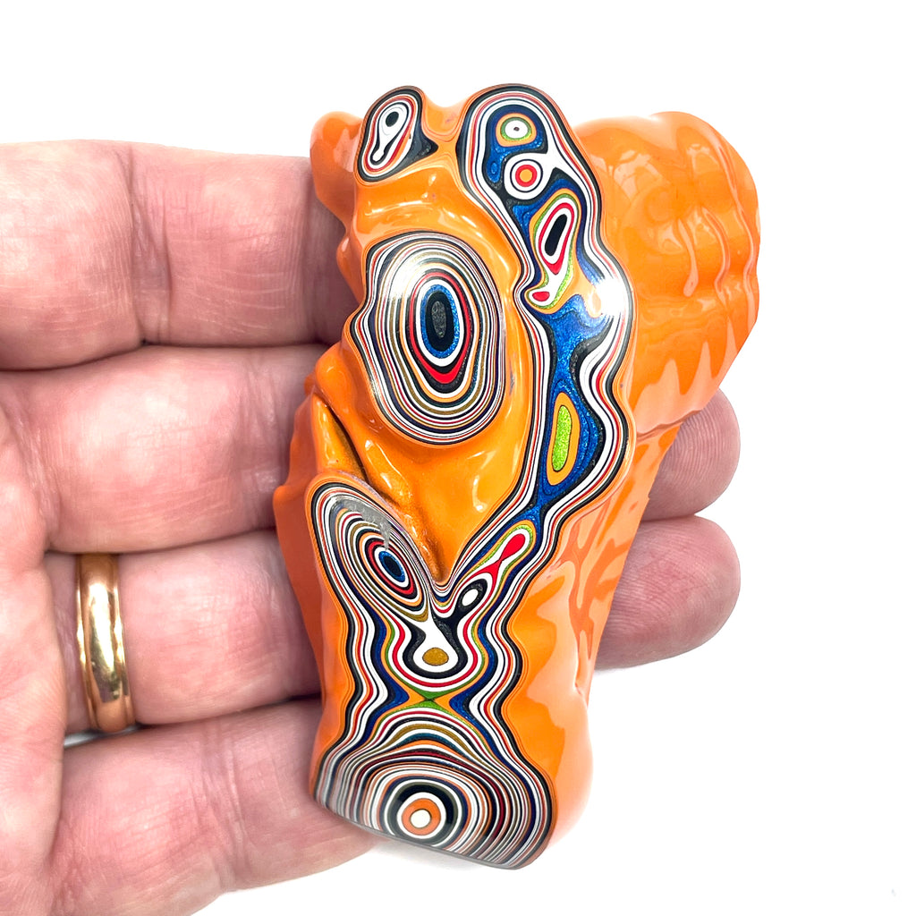 DVH Jeep Fordite Joose Orange Polished Face Specimen Michigan (6522) - DVHdesigns