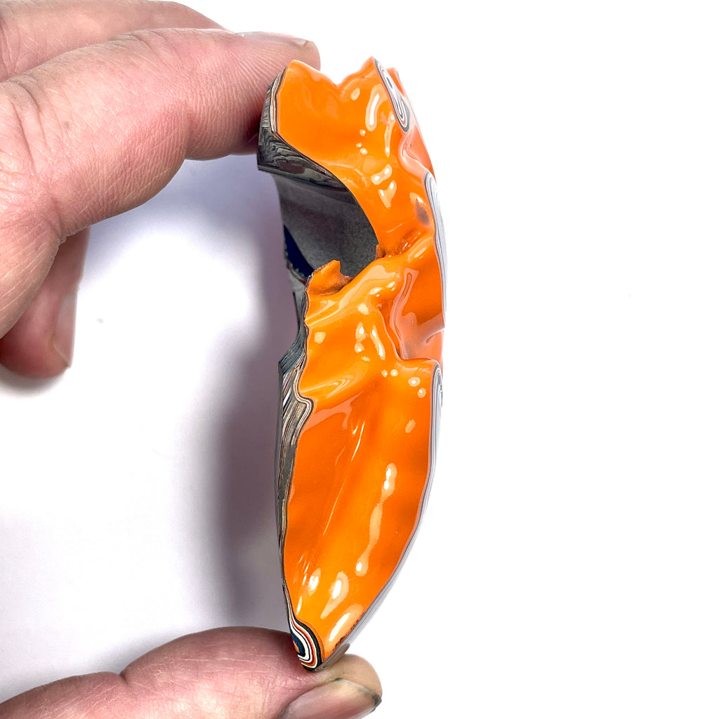 DVH Jeep Fordite Joose Orange Polished Face Specimen Michigan (6522) - DVHdesigns