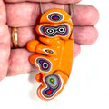 DVH Michigan Jeep Joose Orange Fordite Ridged Multi Bulls Eye Bead Pendant 72x38x11mm (6543) - DVHdesigns