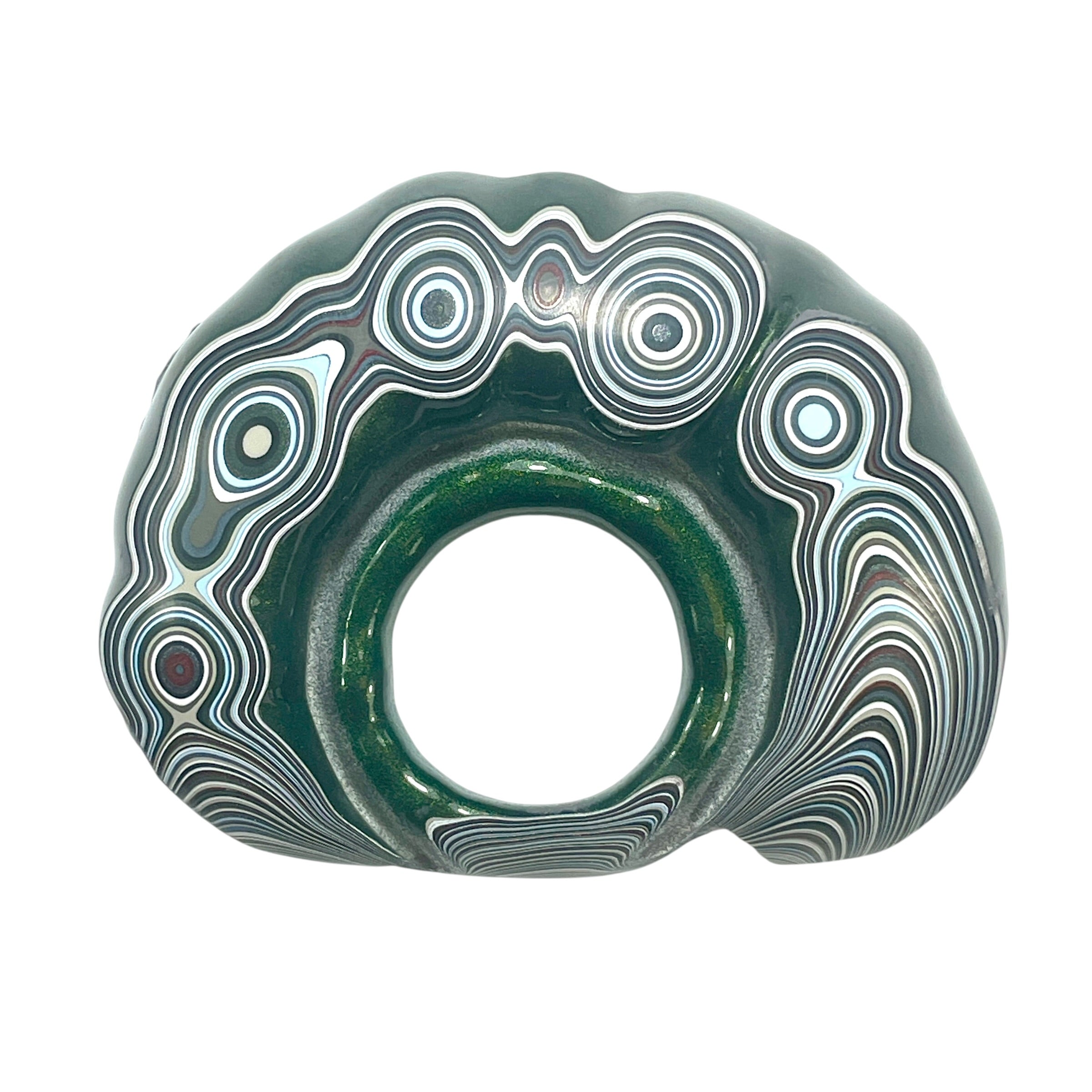 DVH Fordite Specimen Donut Buck Hole Polished Face Michigan Chv Frd Jp (6603)