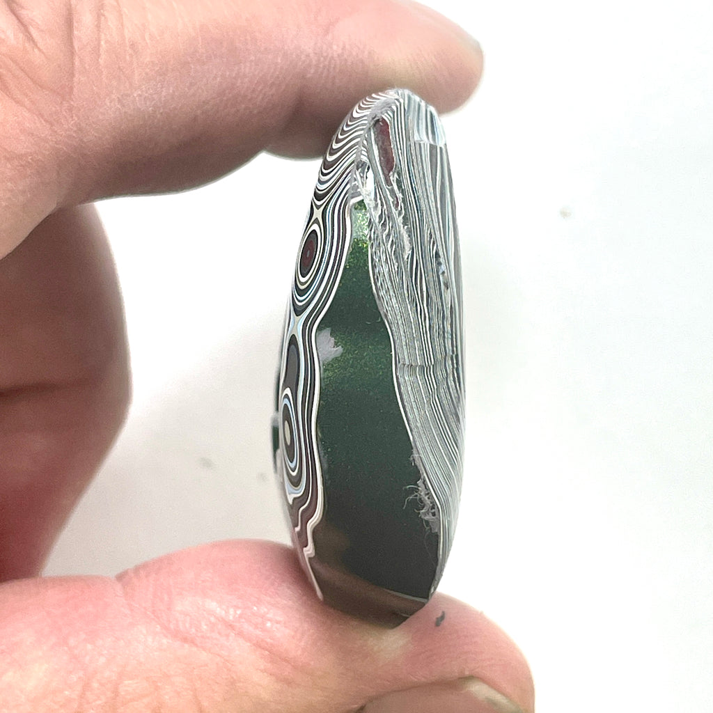 DVH Fordite Specimen Donut Buck Hole Polished Face Michigan Chv Frd Jp (6603) - DVHdesigns