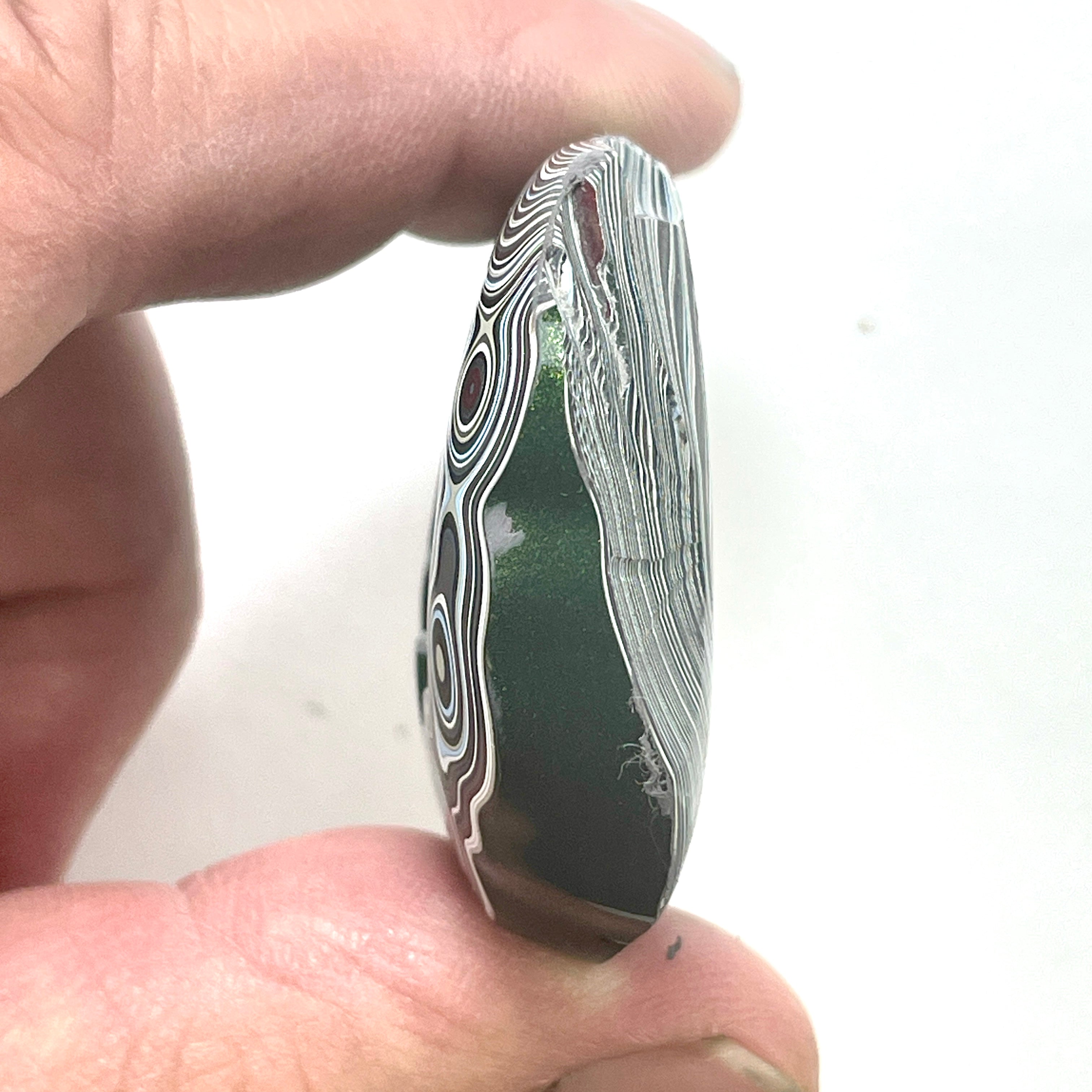 DVH Fordite Specimen Donut Buck Hole Polished Face Michigan Chv Frd Jp (6603)