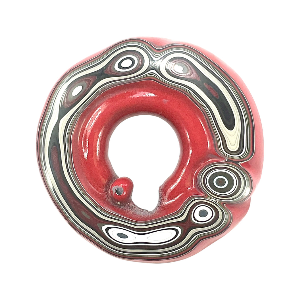 DVH Red Fordite Specimen Donut Buck Hole Polished Face Michigan Chv Frd Jp (6604) - DVHdesigns
