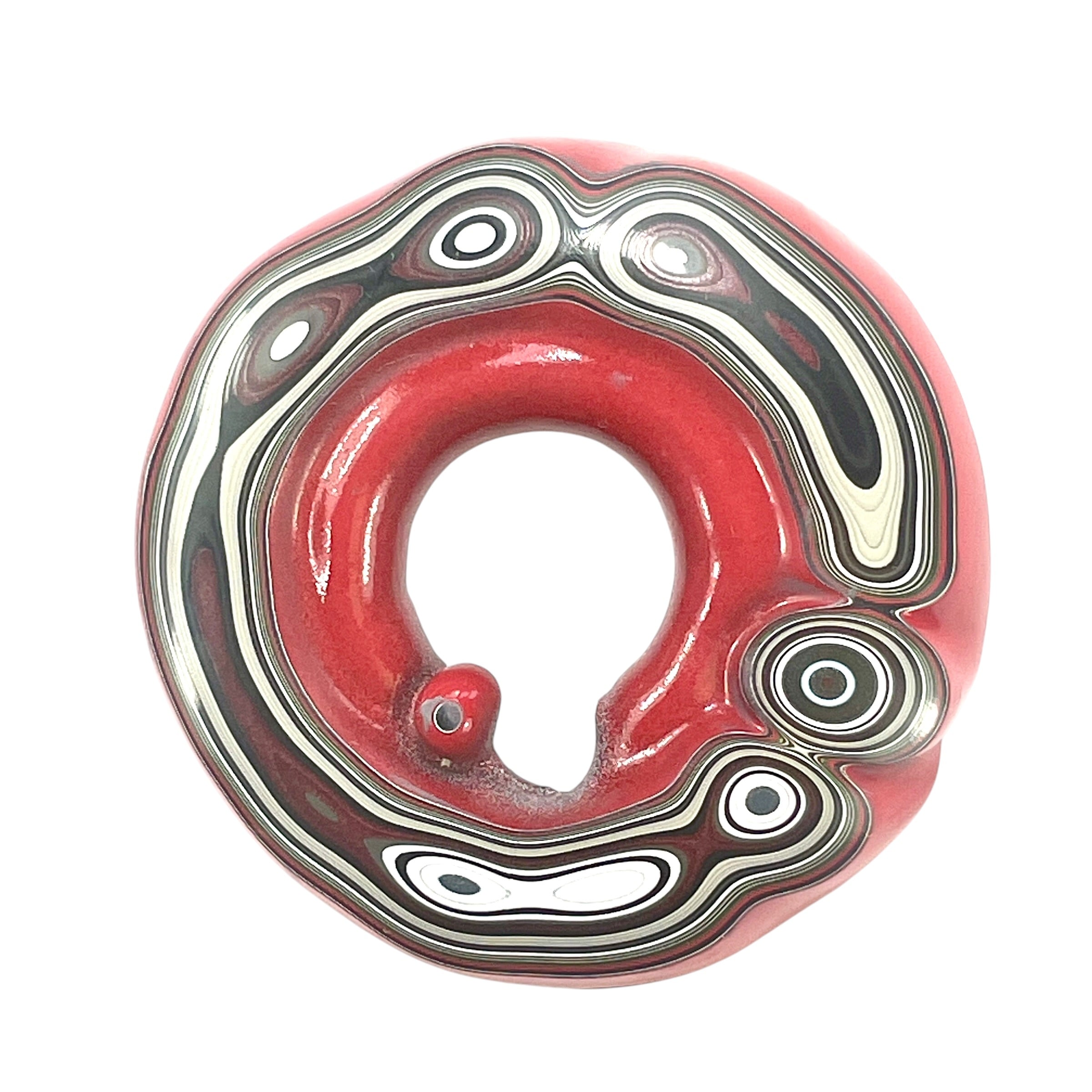 DVH Red Fordite Specimen Donut Buck Hole Polished Face Michigan Chv Frd Jp (6604) - DVHdesigns