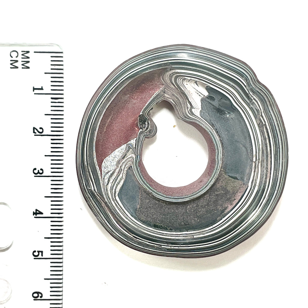 DVH Red Fordite Specimen Donut Buck Hole Polished Face Michigan Chv Frd Jp (6604) - DVHdesigns