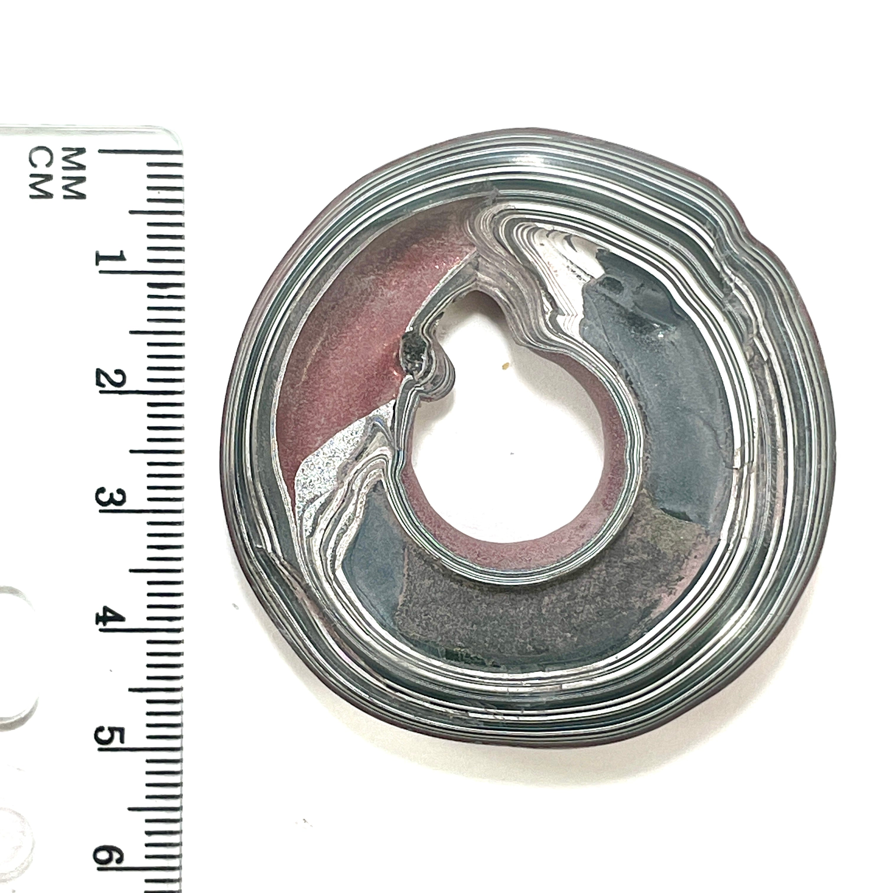 DVH Red Fordite Specimen Donut Buck Hole Polished Face Michigan Chv Frd Jp (6604) - DVHdesigns