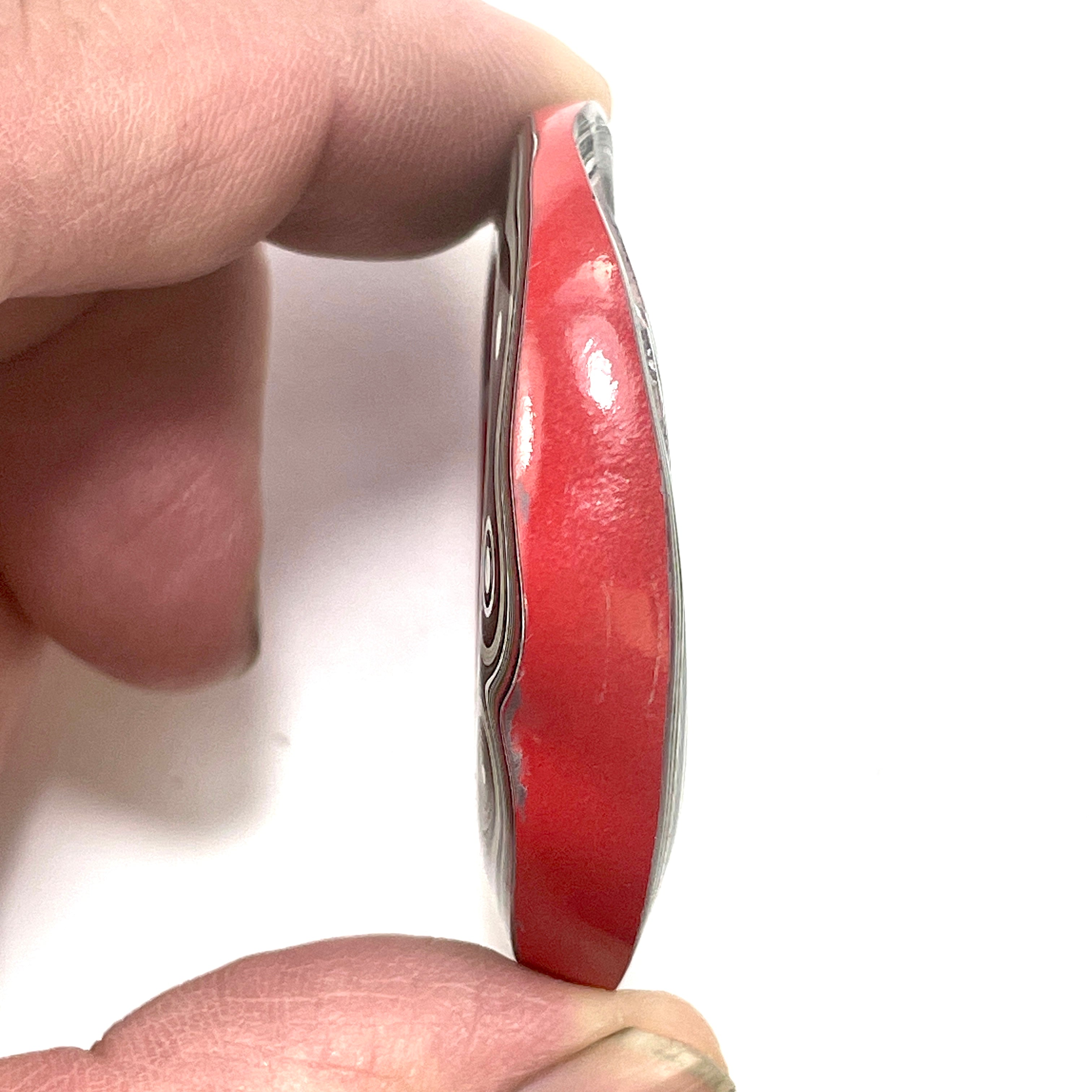 DVH Red Fordite Specimen Donut Buck Hole Polished Face Michigan Chv Frd Jp (6604) - DVHdesigns